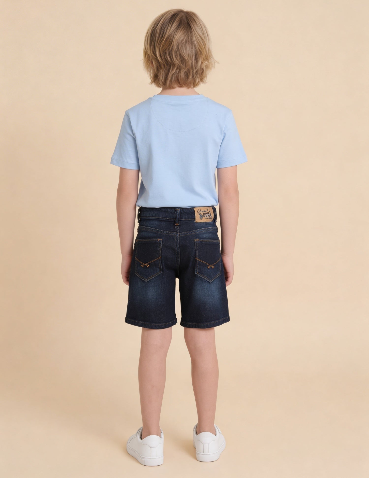 Mid Rise Whiskered Denim Shorts Blue - U.S. Polo Assn. India | Large