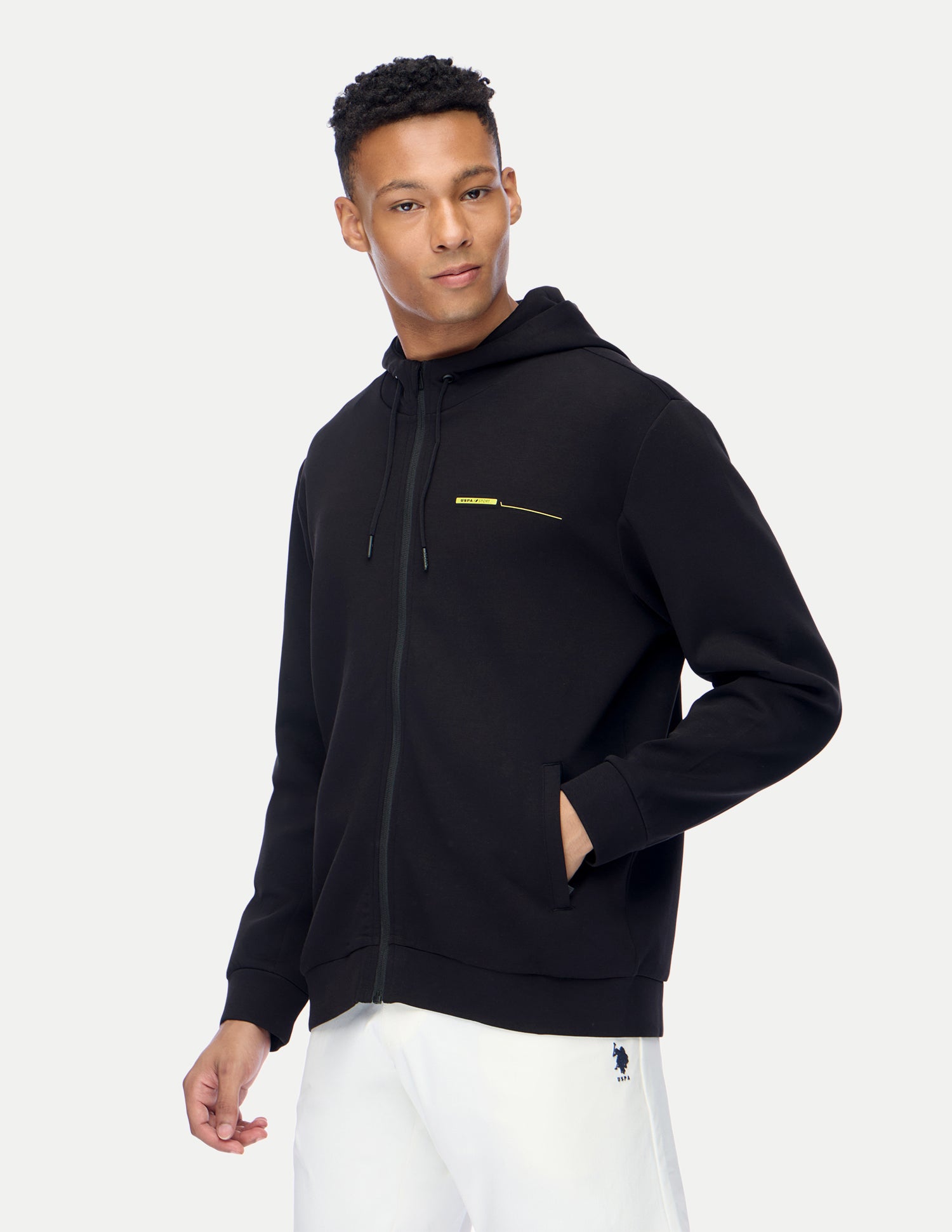 Solid Active Zipper Sweatshirt Black - U.S. Polo Assn. India | Large