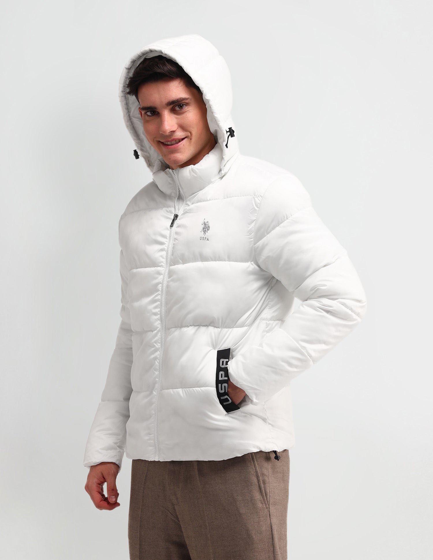 Solid Hooded Puffer Jacket White - U.S. POLO ASSN. | Large