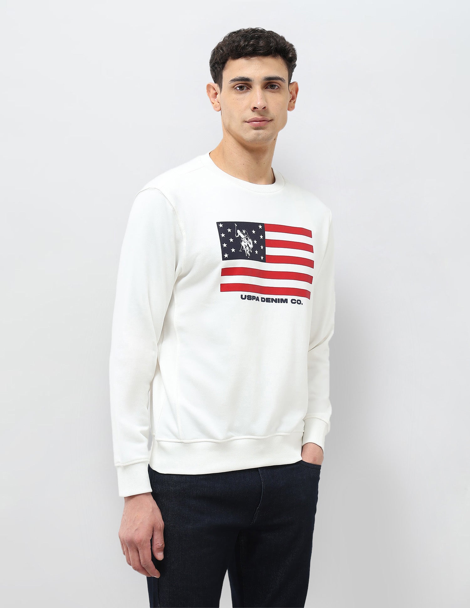 Graphic Printed Regular Fit Sweatshirt Ivory - U.S. POLO ASSN. | Large