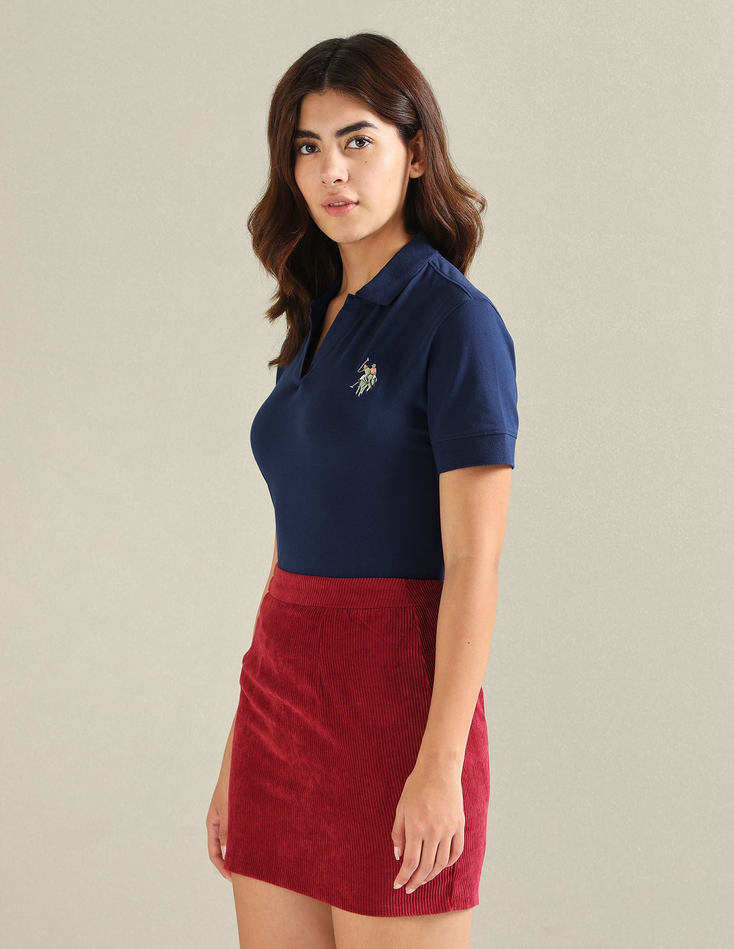 Cotton Stretch Boxy Polo Shirt Navy - U.S. POLO ASSN. | Large