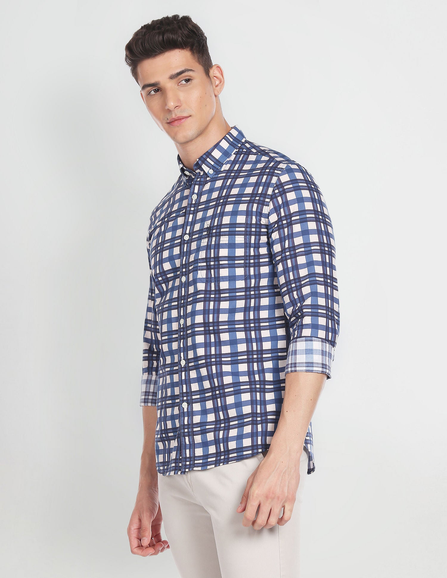 Slim Fit Plaid Shirt Blue - U.S. POLO ASSN. | Large