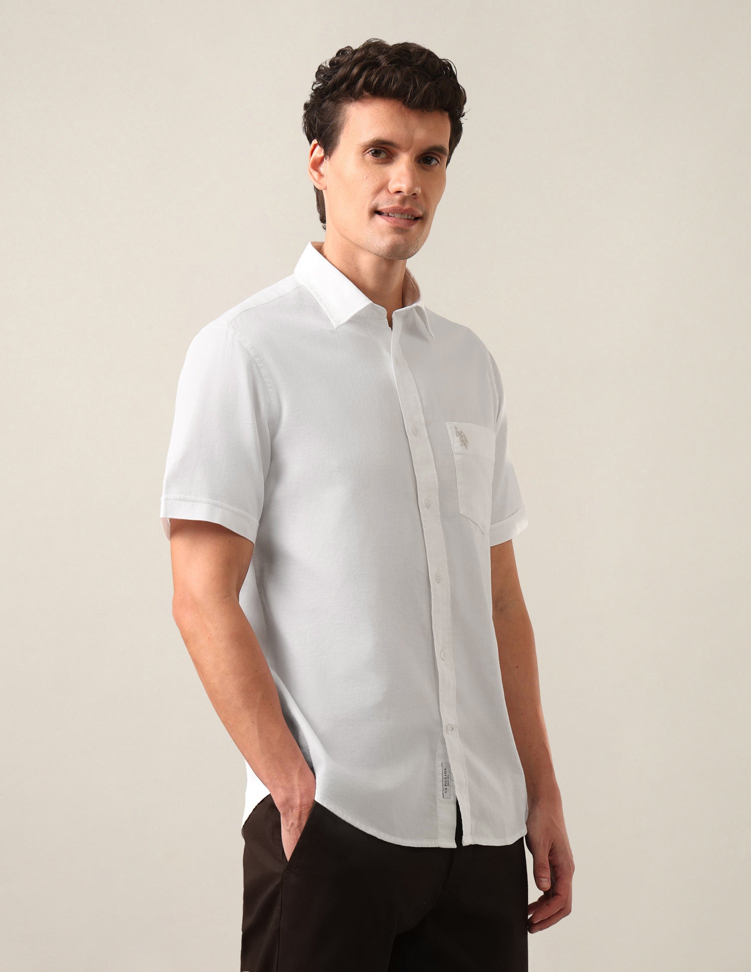 Tailored Fit Solid Shirt White - U.S. Polo Assn. India | Large