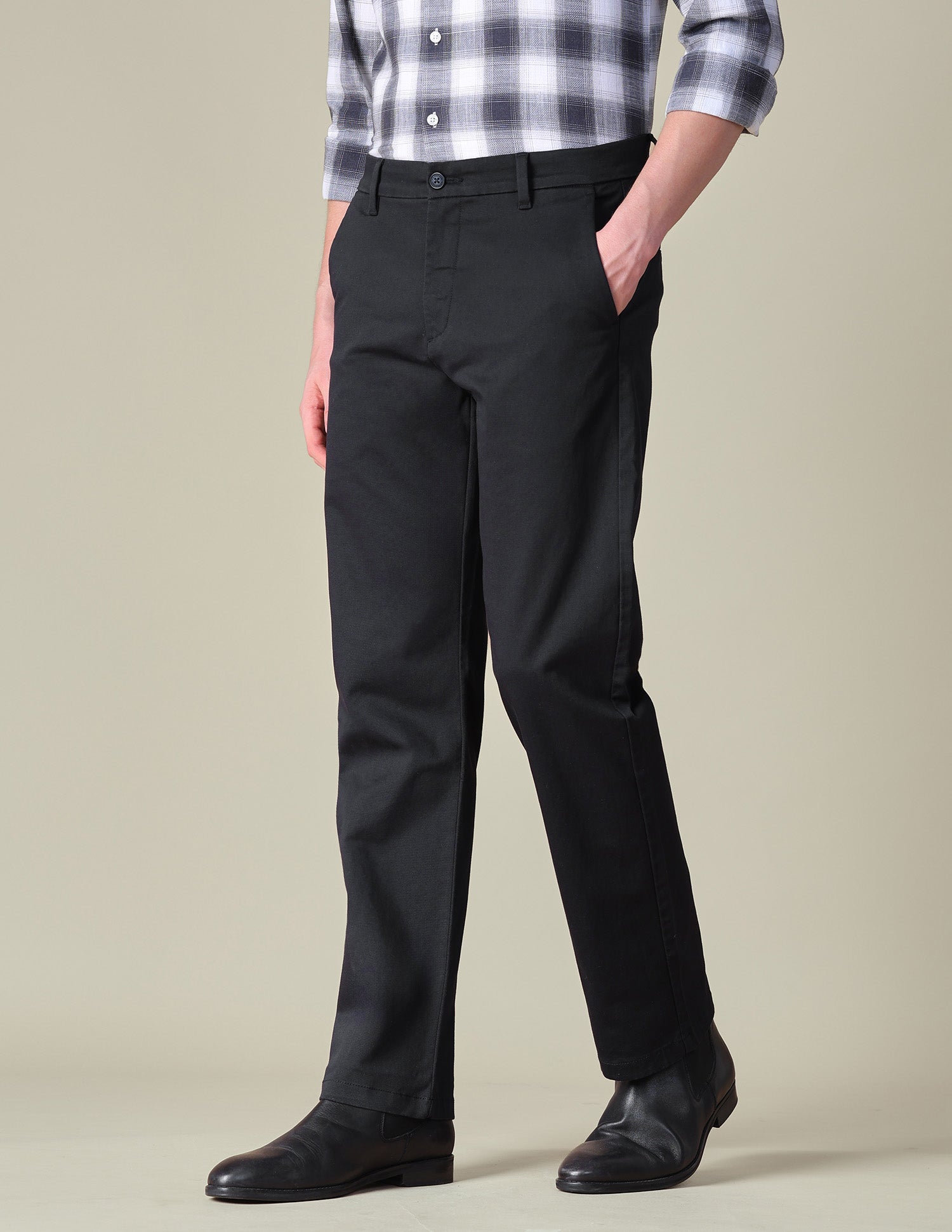 Riley Straight Fit Textured Trousers Black - U.S. POLO ASSN. | Large