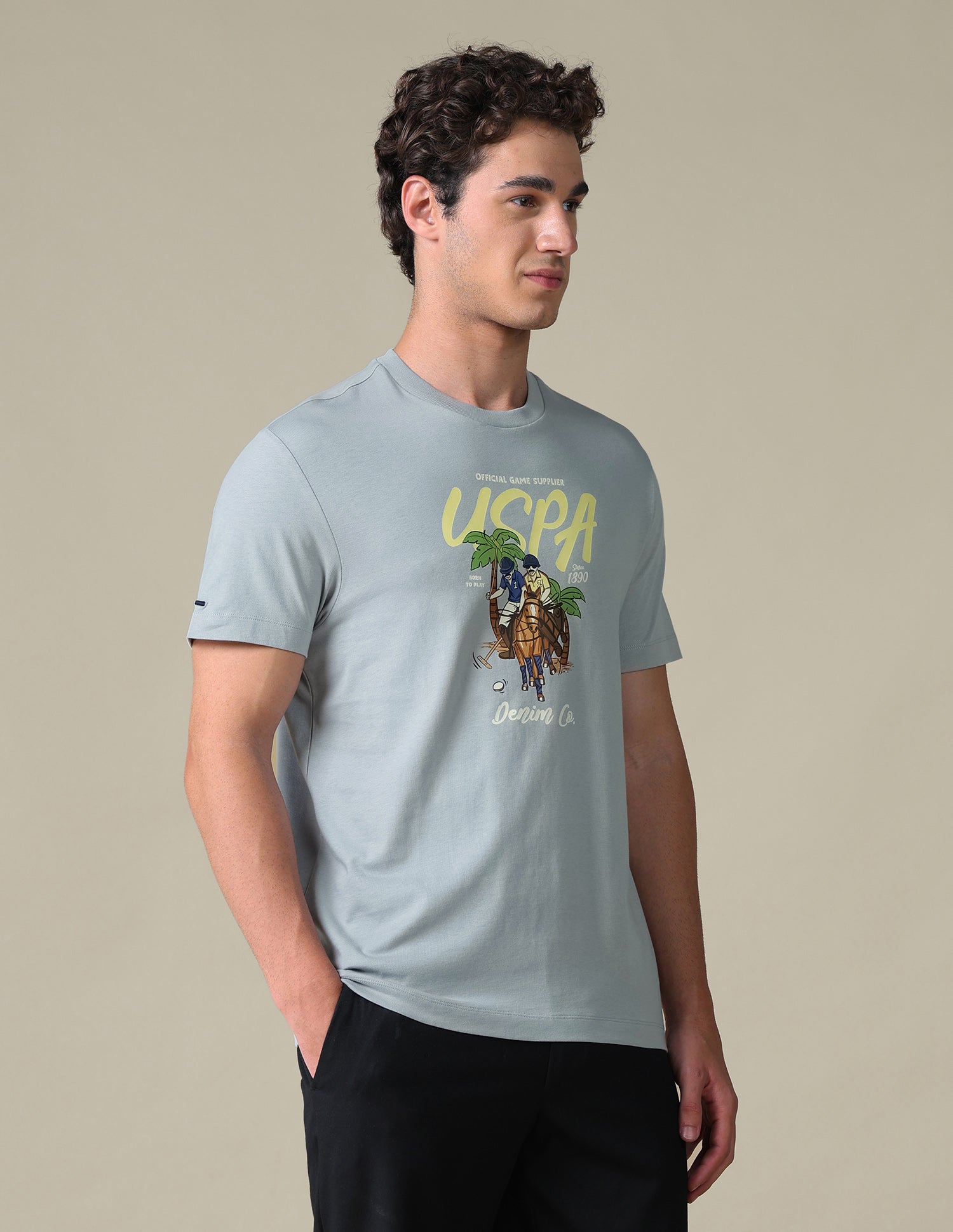Slim Fit Graphic Brand Printed T-Shirt Grey - U.S. Polo Assn. India | Large