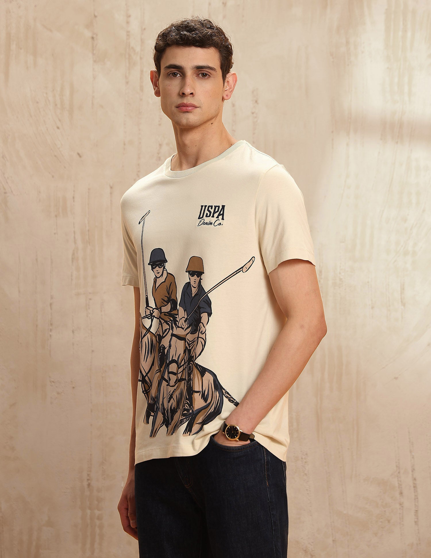 Graphic Printed Legend Of Horseshoe T-Shirt Ivory - U.S. POLO ASSN. | Large