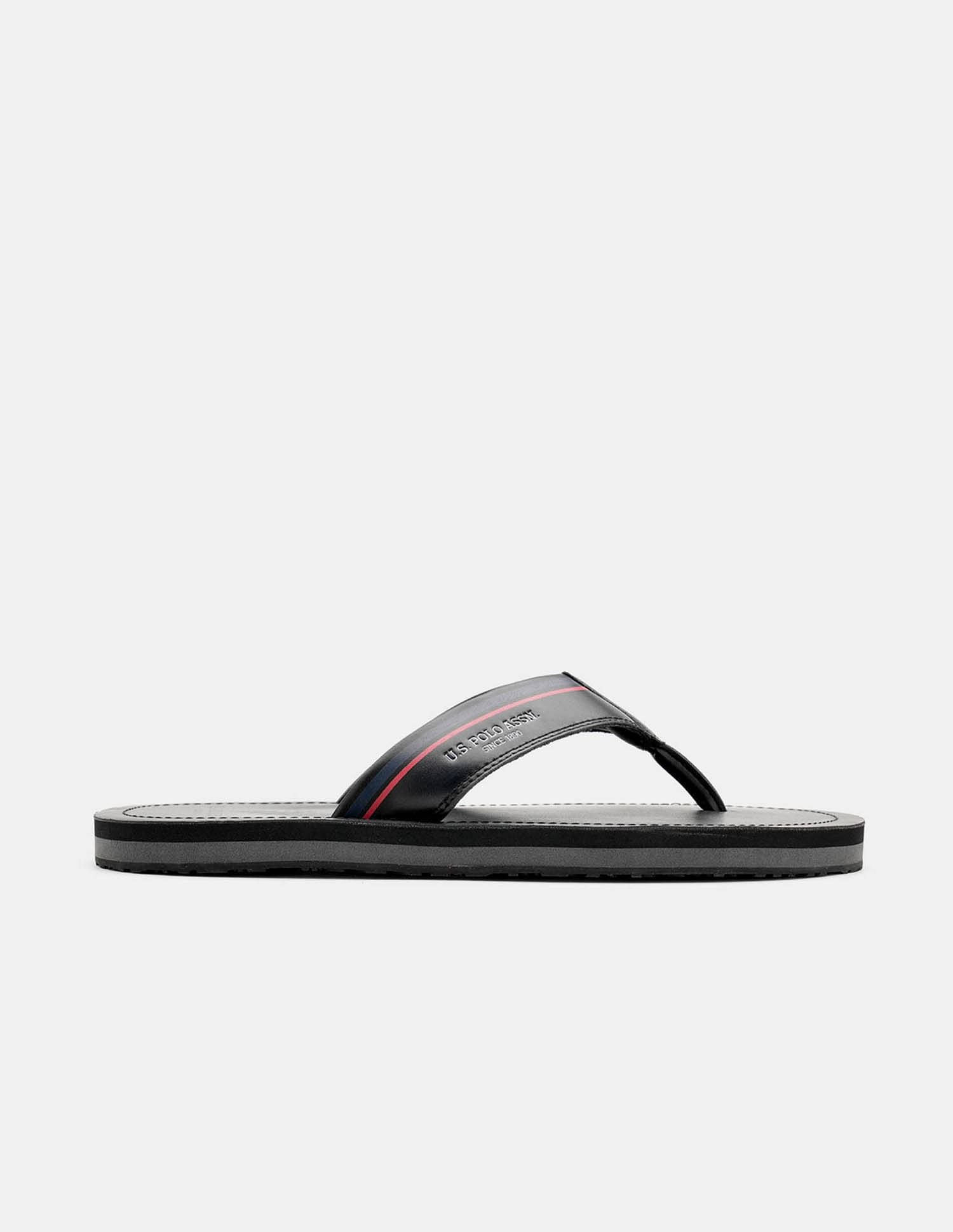 Men Nesta Striped Flip Flops Black - U.S. POLO ASSN. | Large