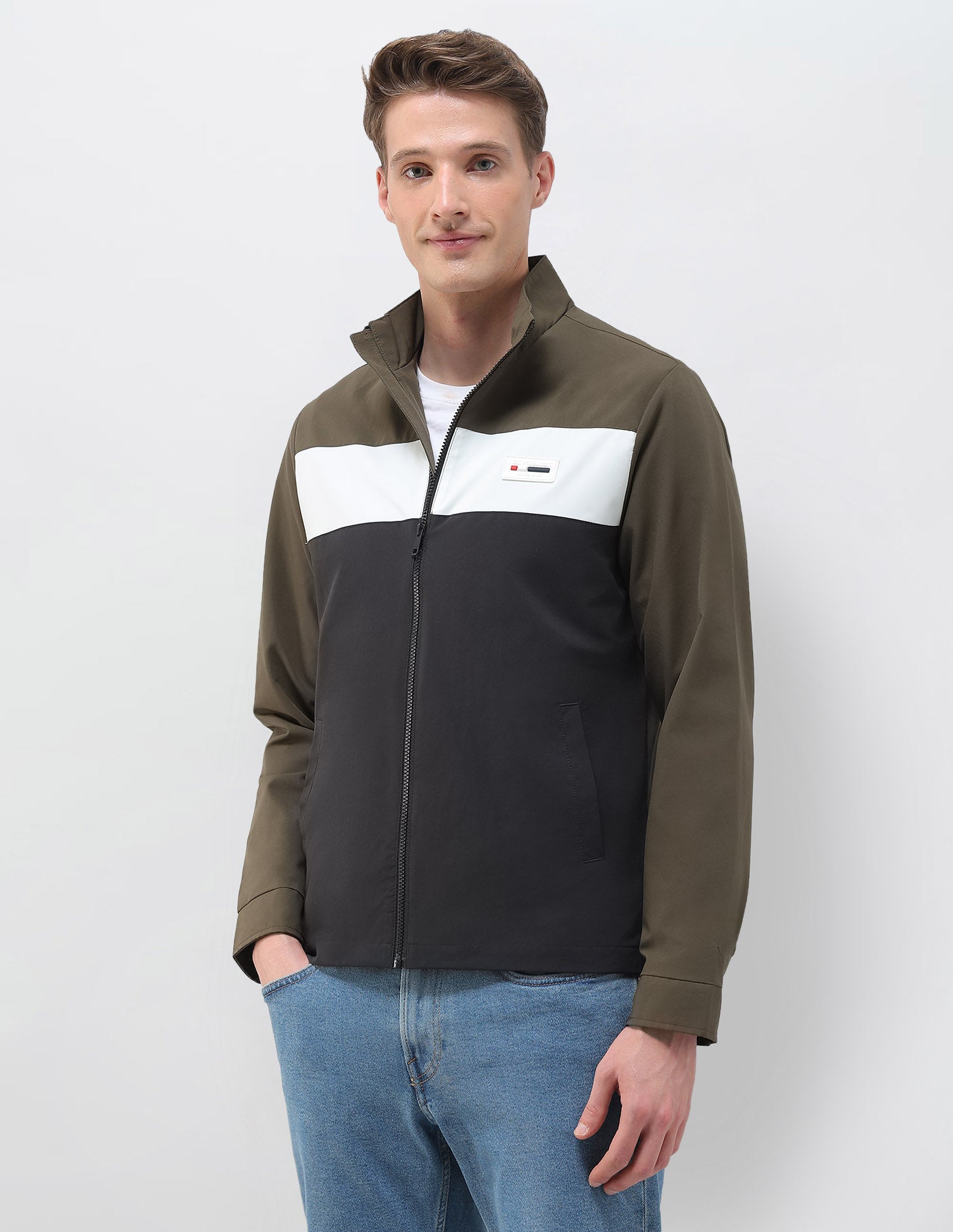 Colour Blocked Regular Fit Casual Jacket Dark Olive - U.S. POLO ASSN. | Large