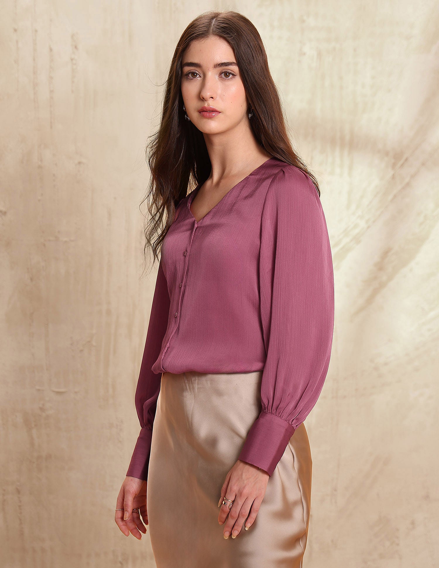 Crinkled Satin Top Wine - U.S. POLO ASSN. | Large