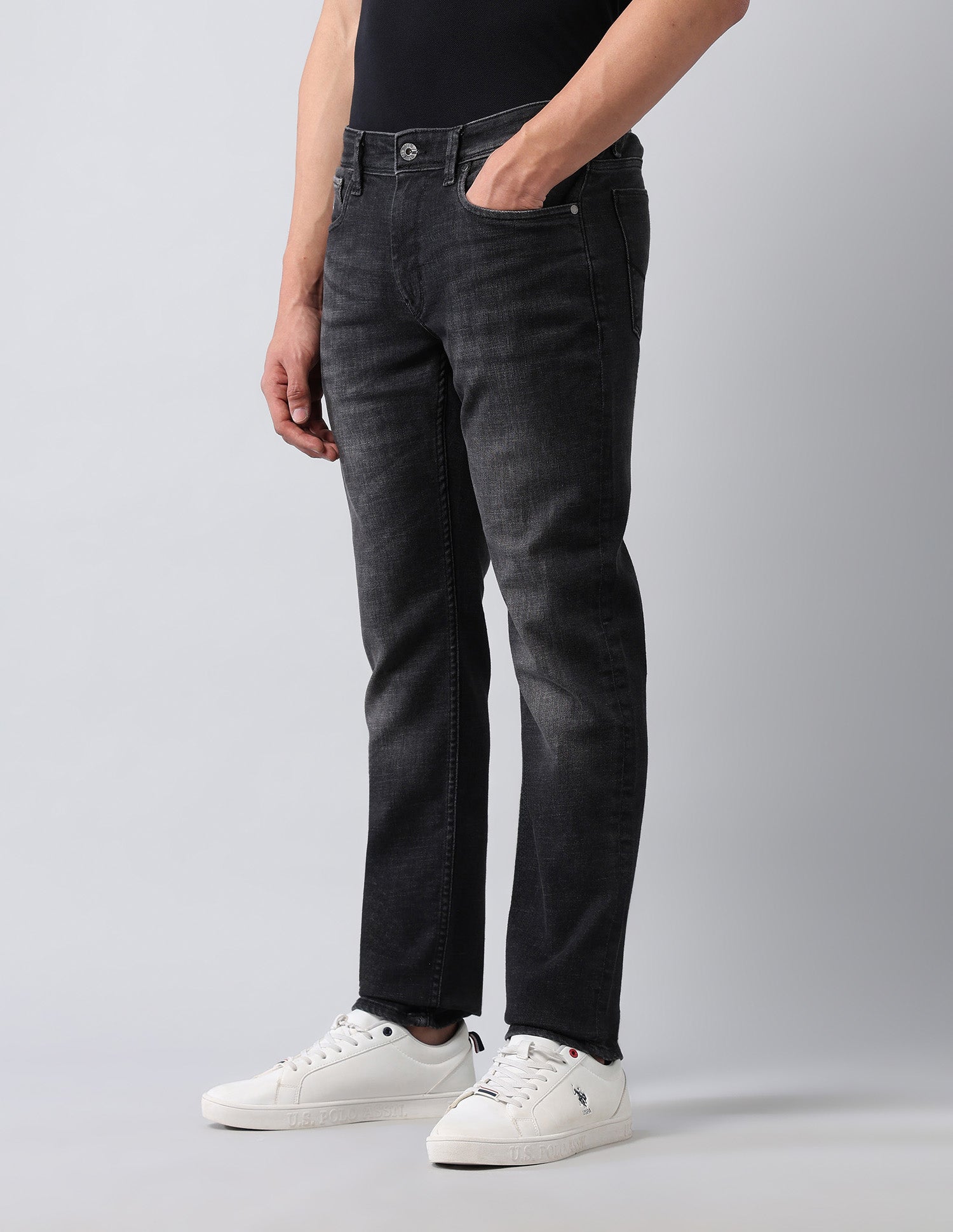 Brandon Slim Tapered Fit Black Jeans Black - U.S. POLO ASSN. | Large