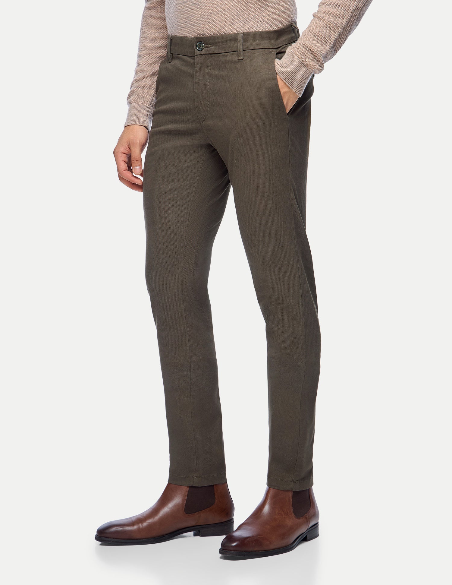 Austin Slim Fit Twill Trousers Brown - U.S. Polo Assn. India | Large