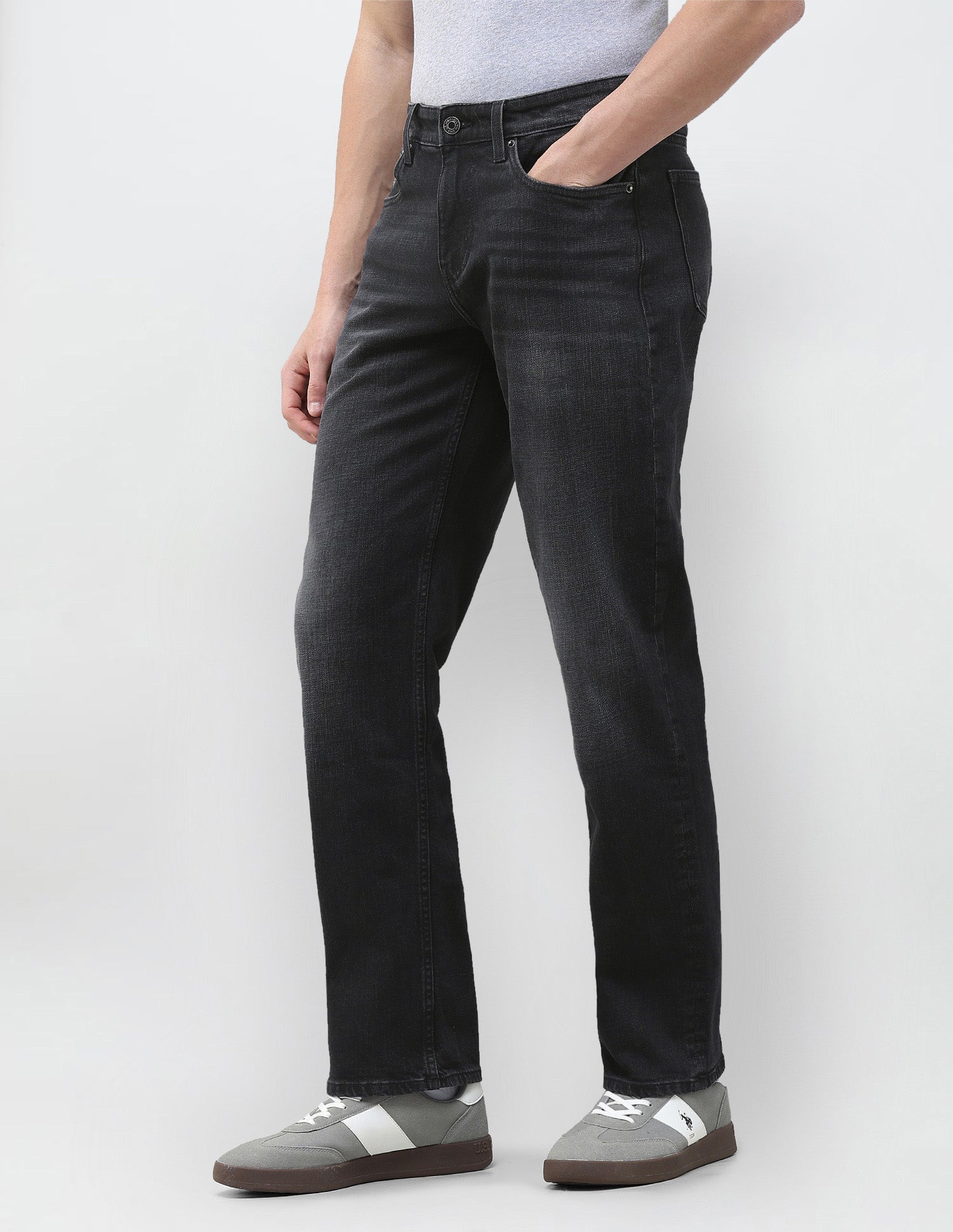 Shawn Relaxed Fit Black Jeans Washed Black - U.S. Polo Assn. India | Large
