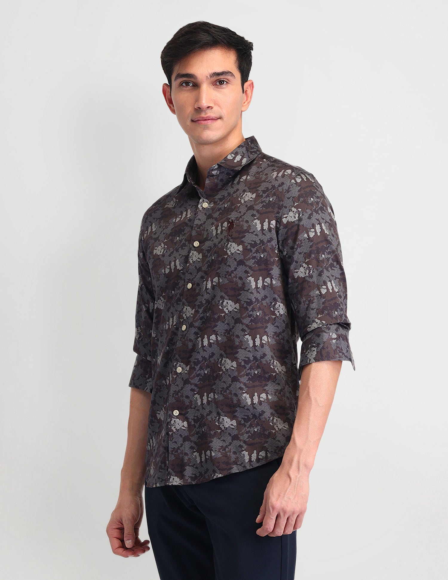 Slim Fit Poplin Shirt Wine - U.S. Polo Assn. India | Large