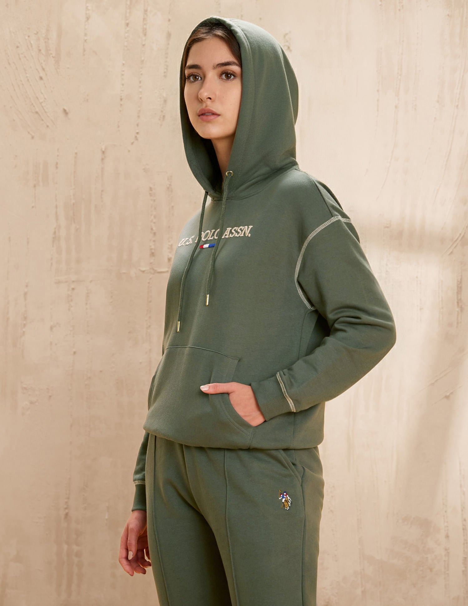 Loose Fit Hooded Sweatshirt Green - U.S. POLO ASSN. | Large