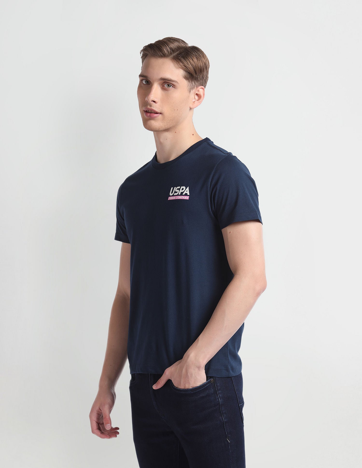 Back Print Muscle Fit T-Shirt Navy - U.S. Polo Assn. India | Large