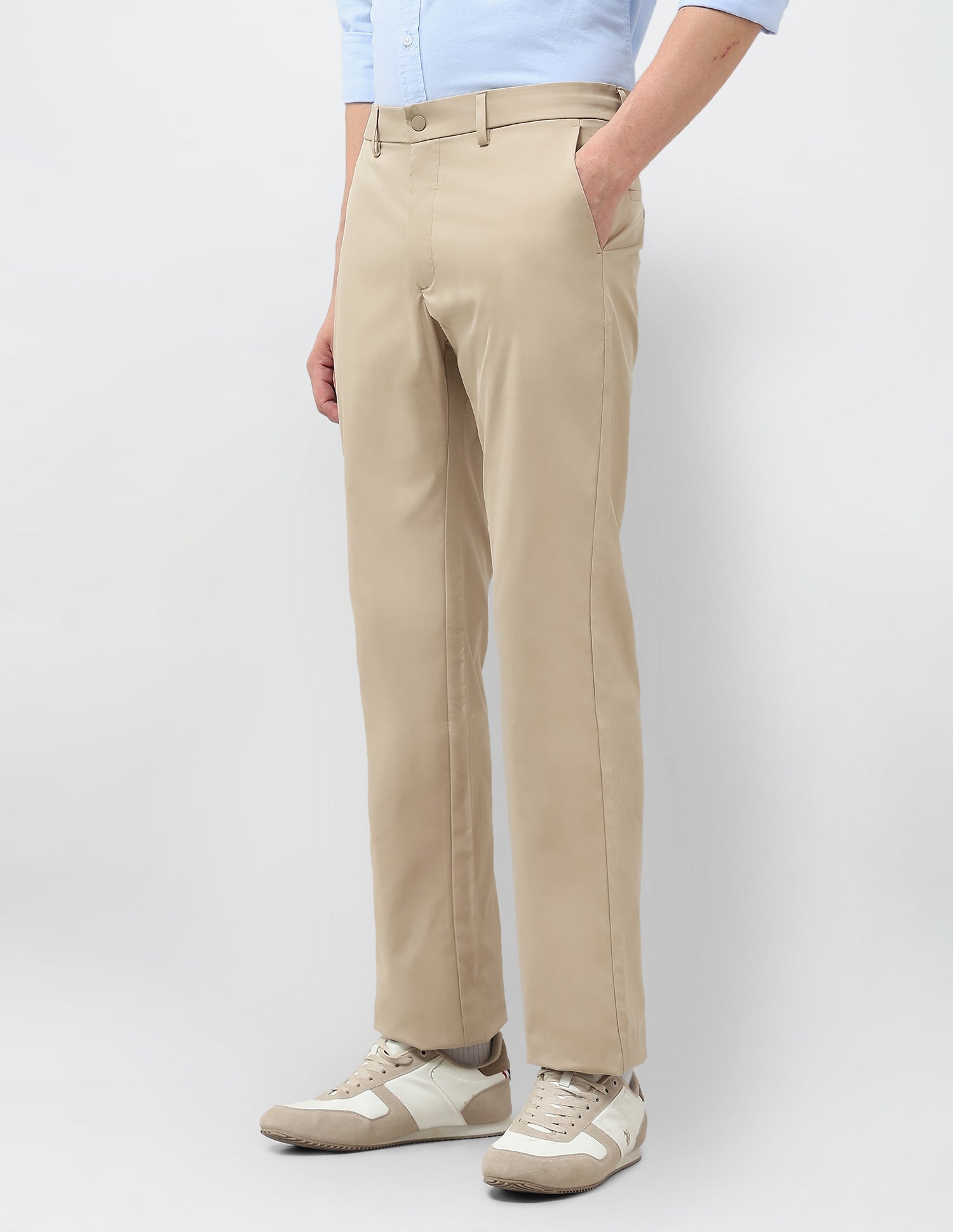 Riley Straight Fit Twill Trousers Khaki - U.S. Polo Assn. India | Large