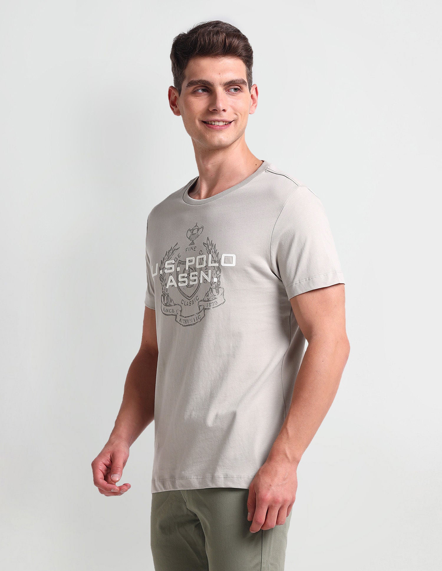 Muscle Fit Brand Print T-Shirt Grey - U.S. POLO ASSN. | Large