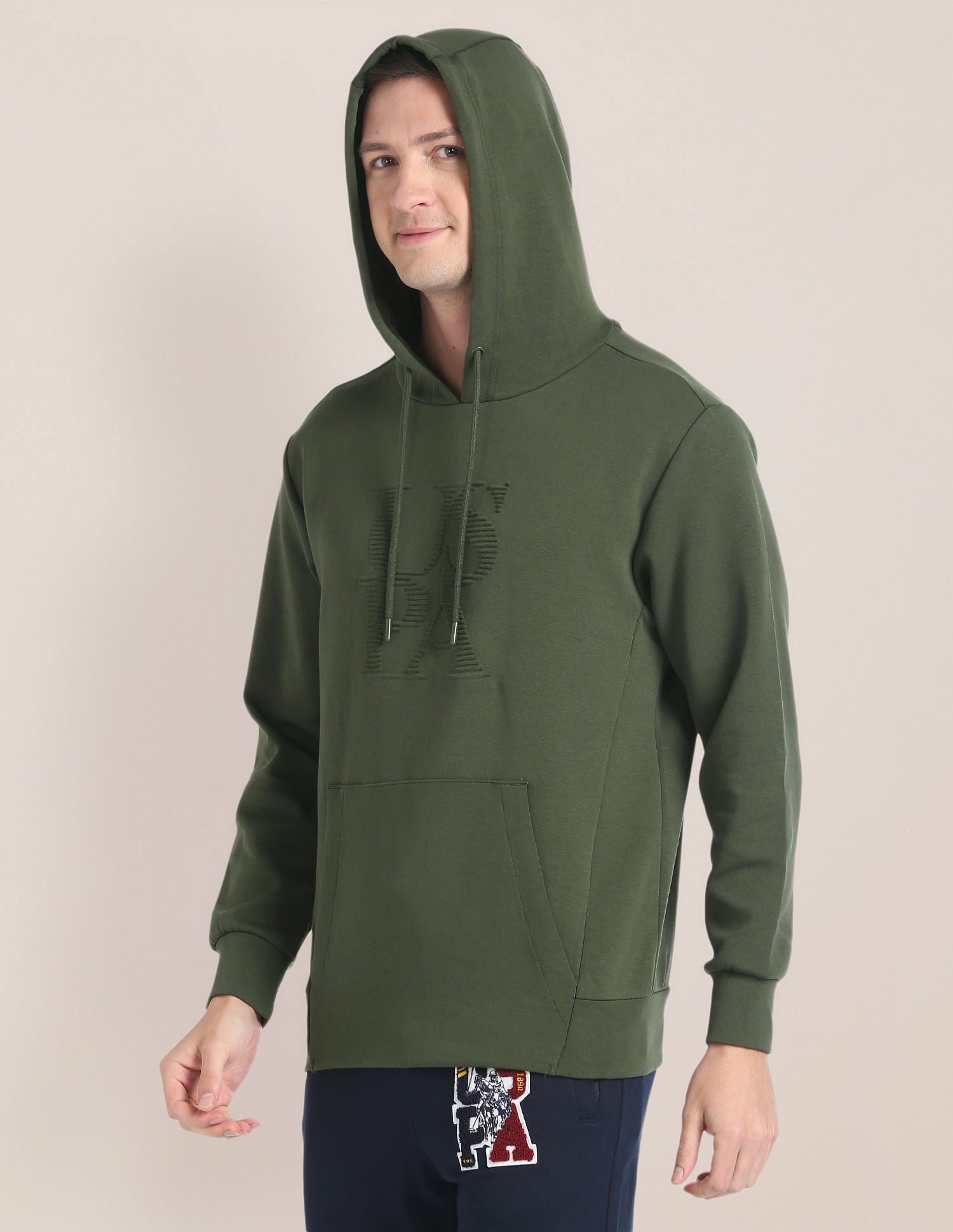 Embossed Logo Hooded Sweatshirt Olive - U.S. POLO ASSN. | Large
