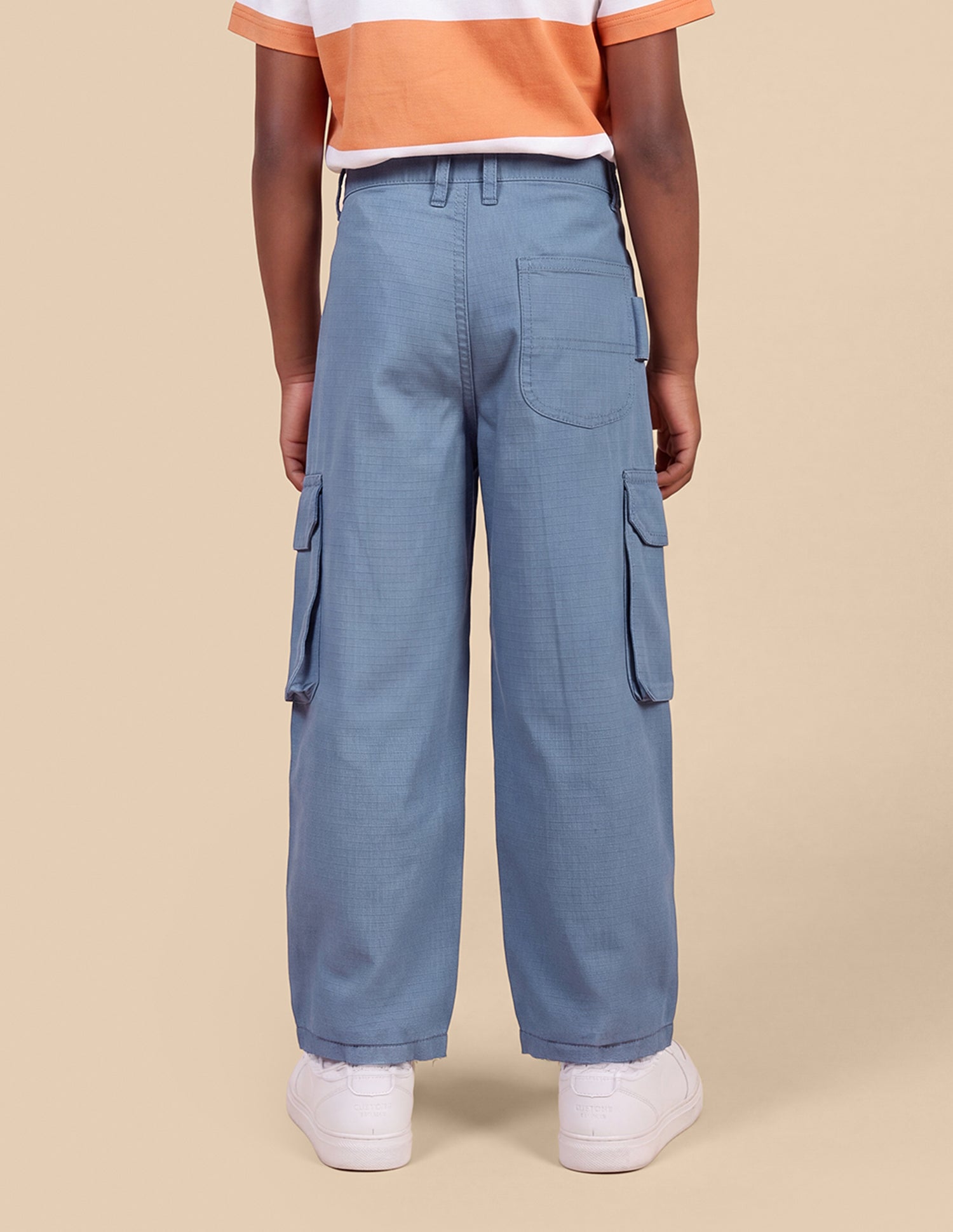 Relaxed Fit Self Design Striped Cargos Light Blue - U.S. Polo Assn. India | Large