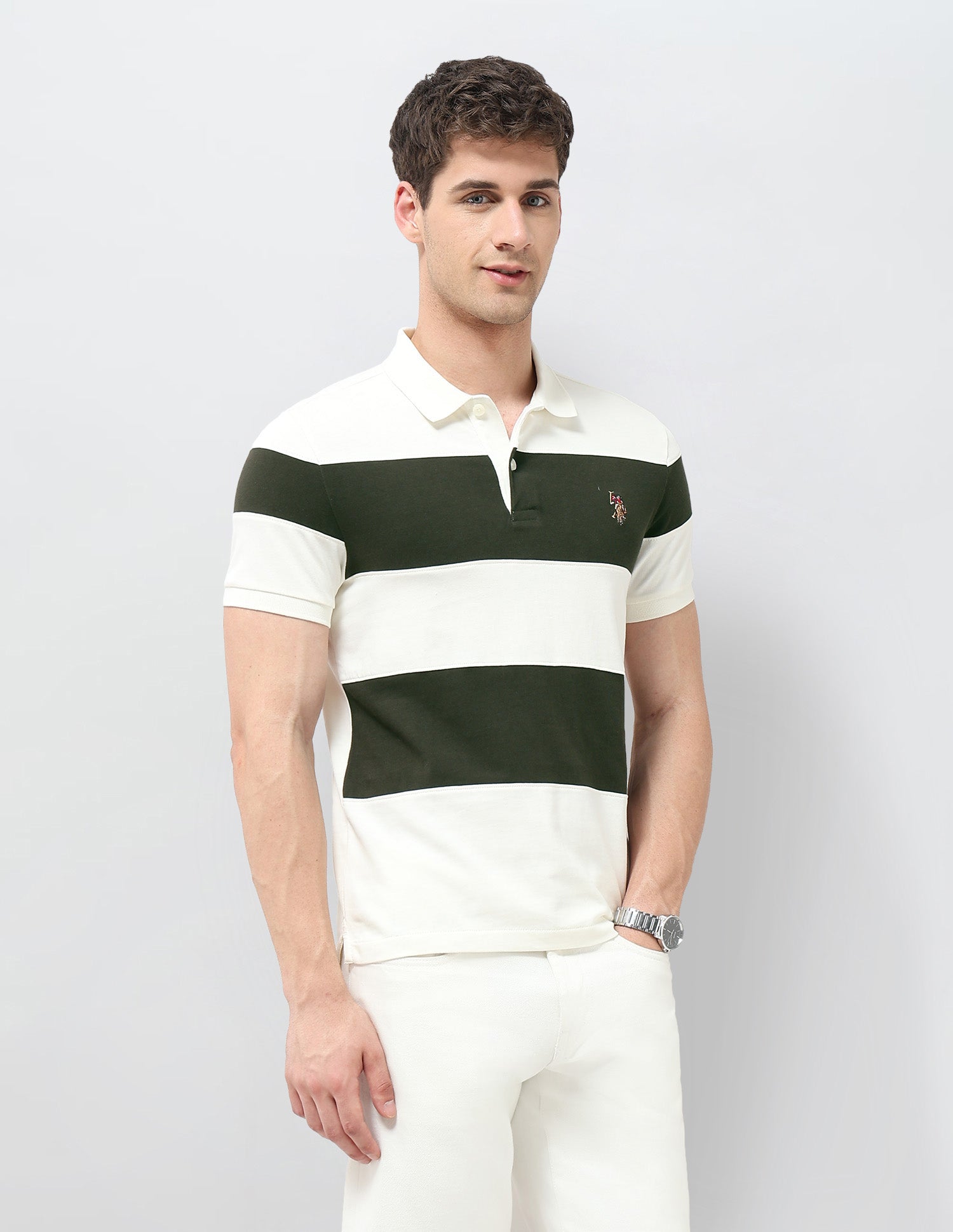 Colourblocked Regular Fit Polo Shirt Olive - U.S. POLO ASSN. | Large