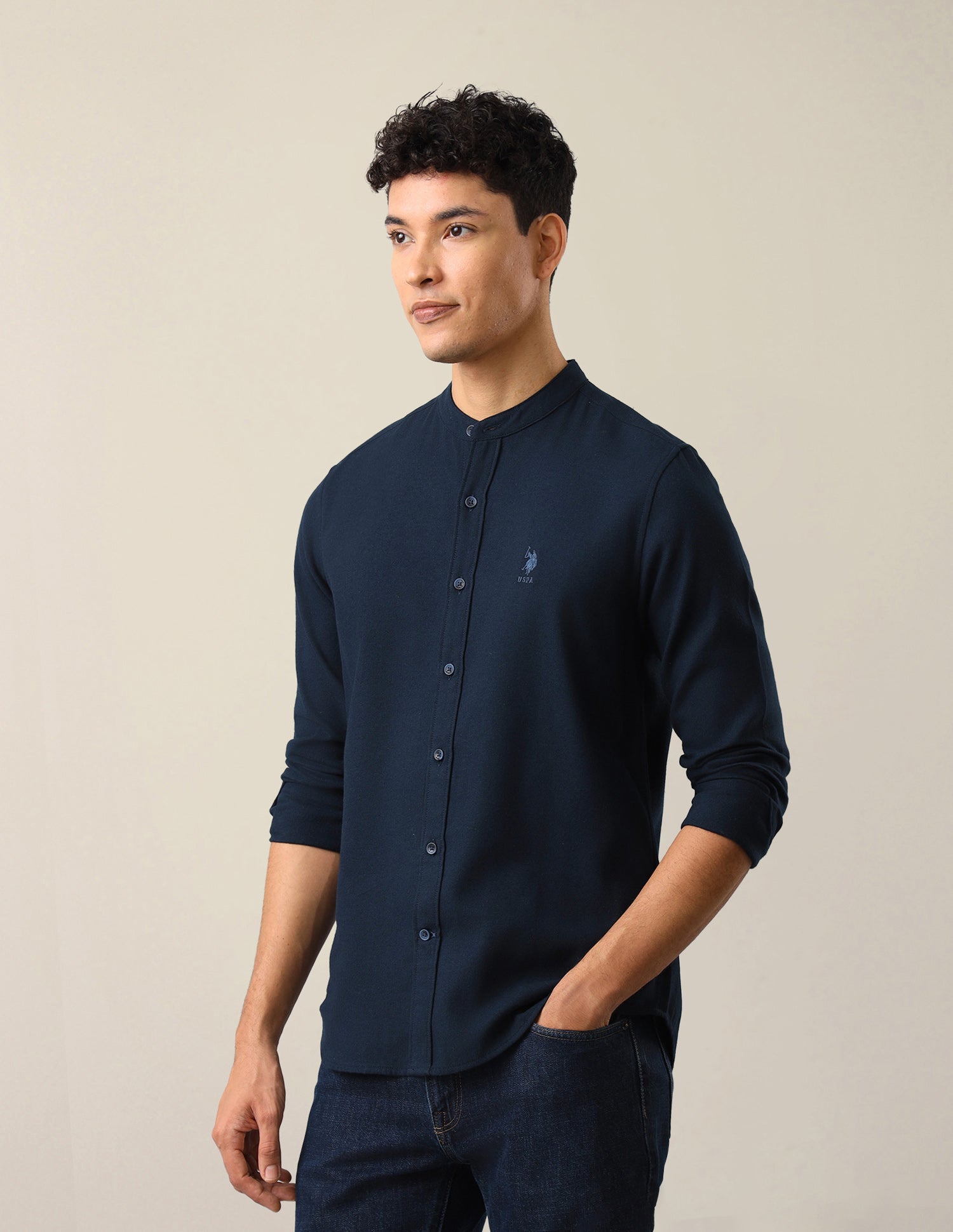 Twill Solid Shirt Navy - U.S. Polo Assn. India | Large