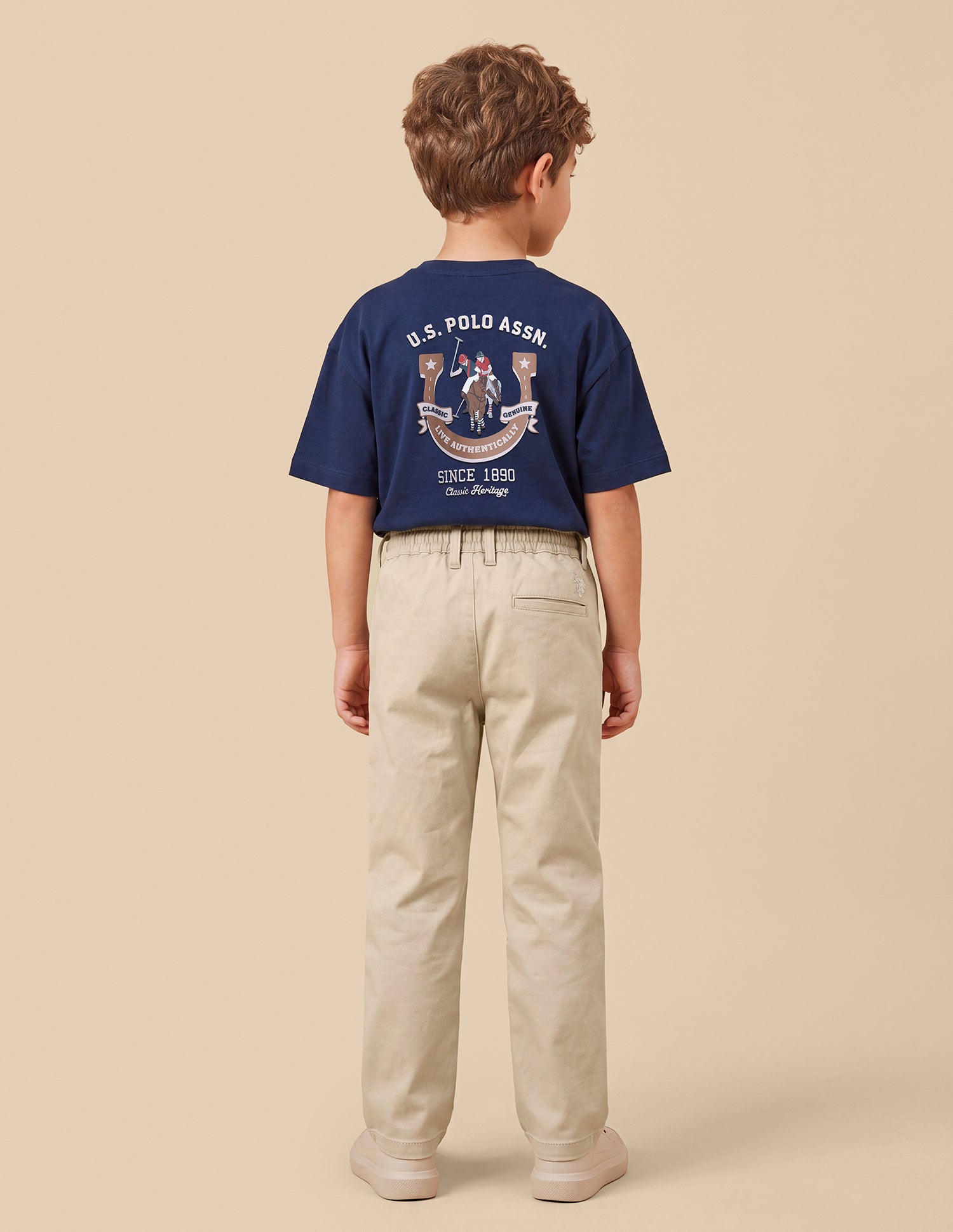 Dobby Regular Fit Trousers Beige - U.S. Polo Assn. India | Large