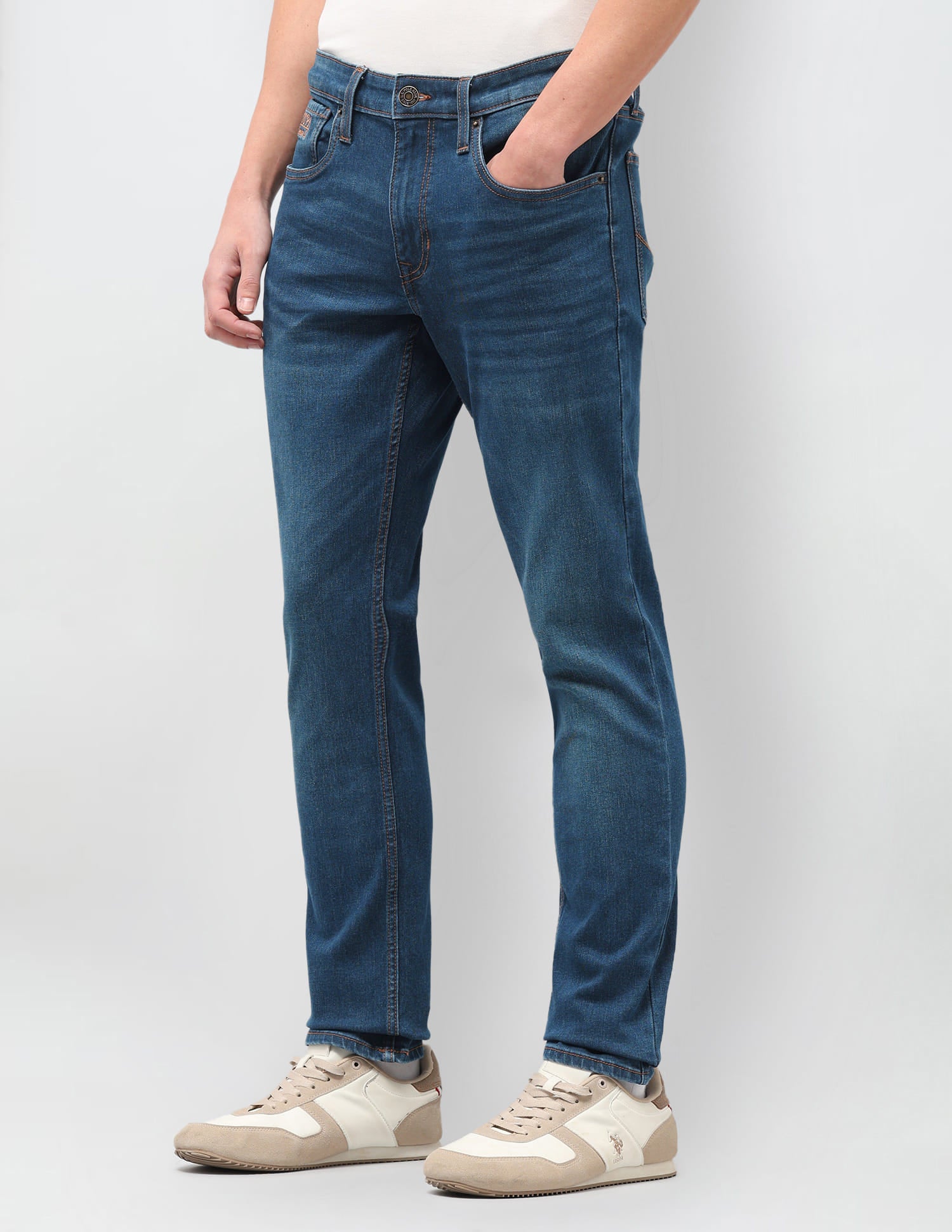 Solid Slim Fit Jeans Blue - U.S. Polo Assn. India | Large