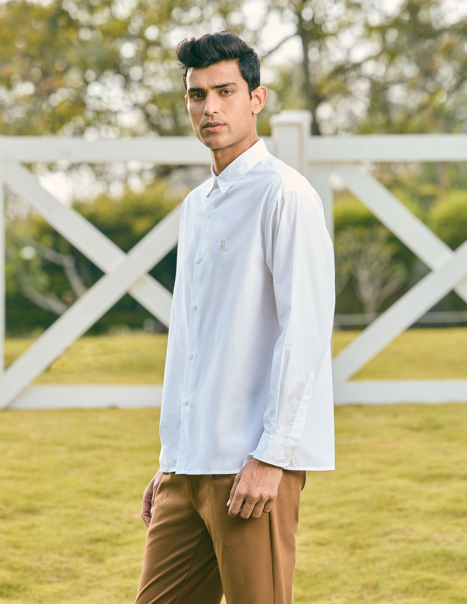 Pacho X Vertical Striped Tailored Fit Shirt White - U.S. POLO ASSN. | Large