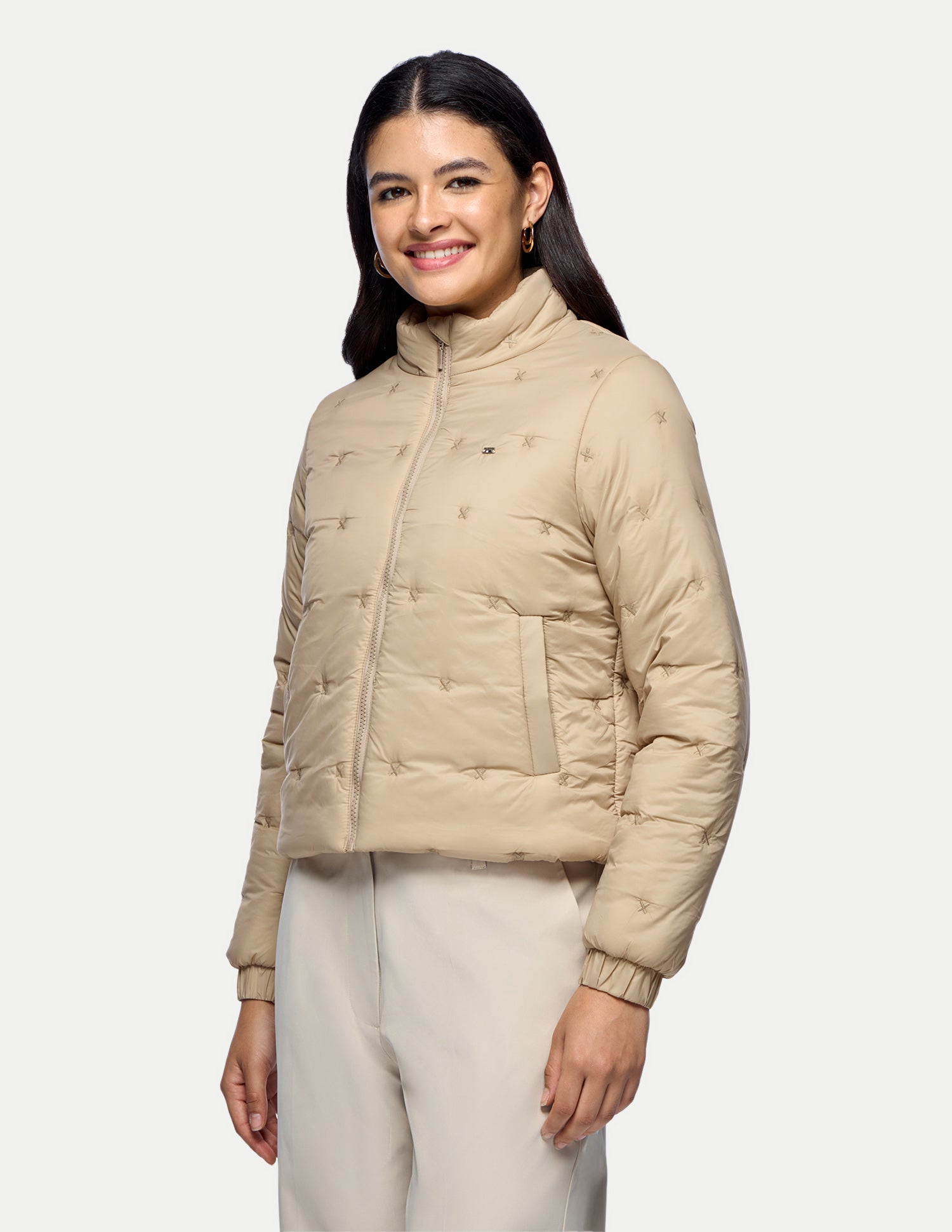 Relaxed Fit Bomber Puffer Jacket Beige - U.S. Polo Assn. India | Large