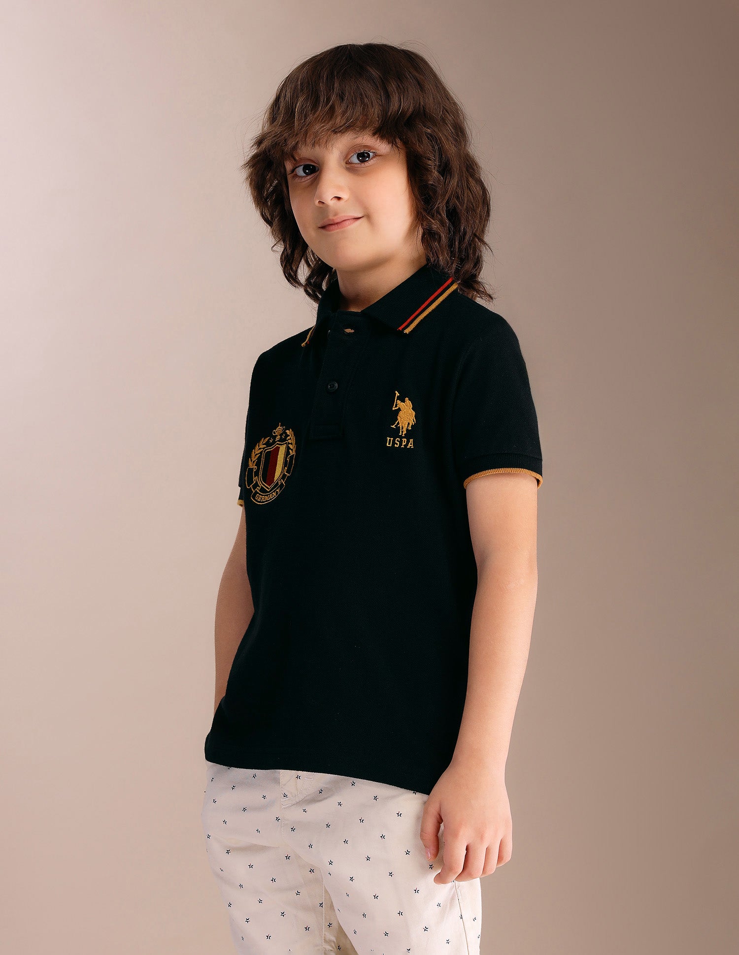 Boys Appliqued Regular Fit Polo Shirt Black - U.S. POLO ASSN. | Large