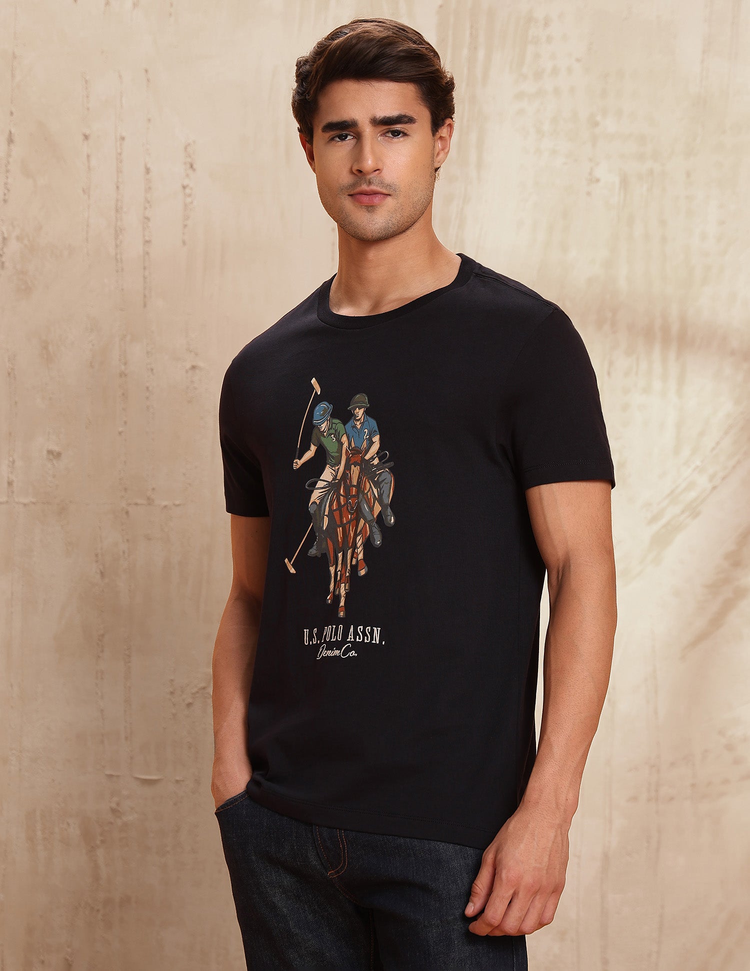 Graphic Brand Printed Muscle Fit T-Shirt Navy - U.S. POLO ASSN. | Large