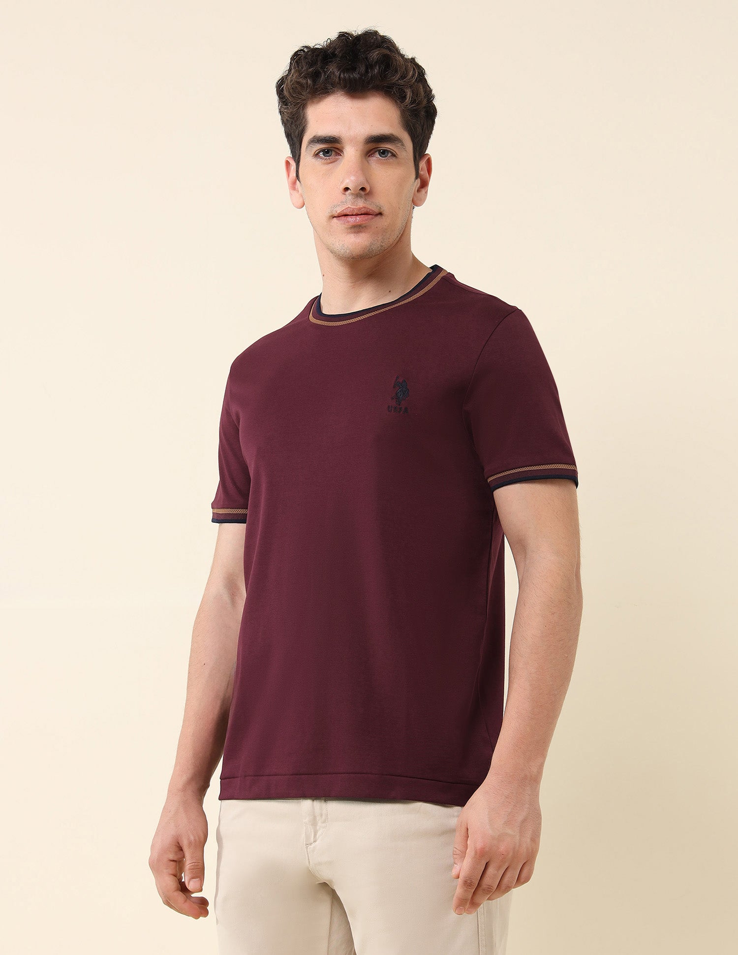 Solid Slim Fit T-Shirt Wine - U.S. Polo Assn. India | Large