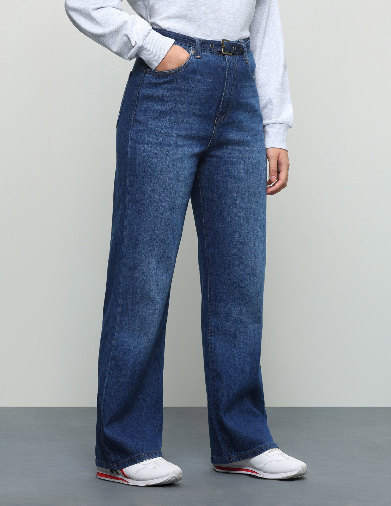 Whiskered Straight Fit Jeans Dark Blue - U.S. Polo Assn. India | Large