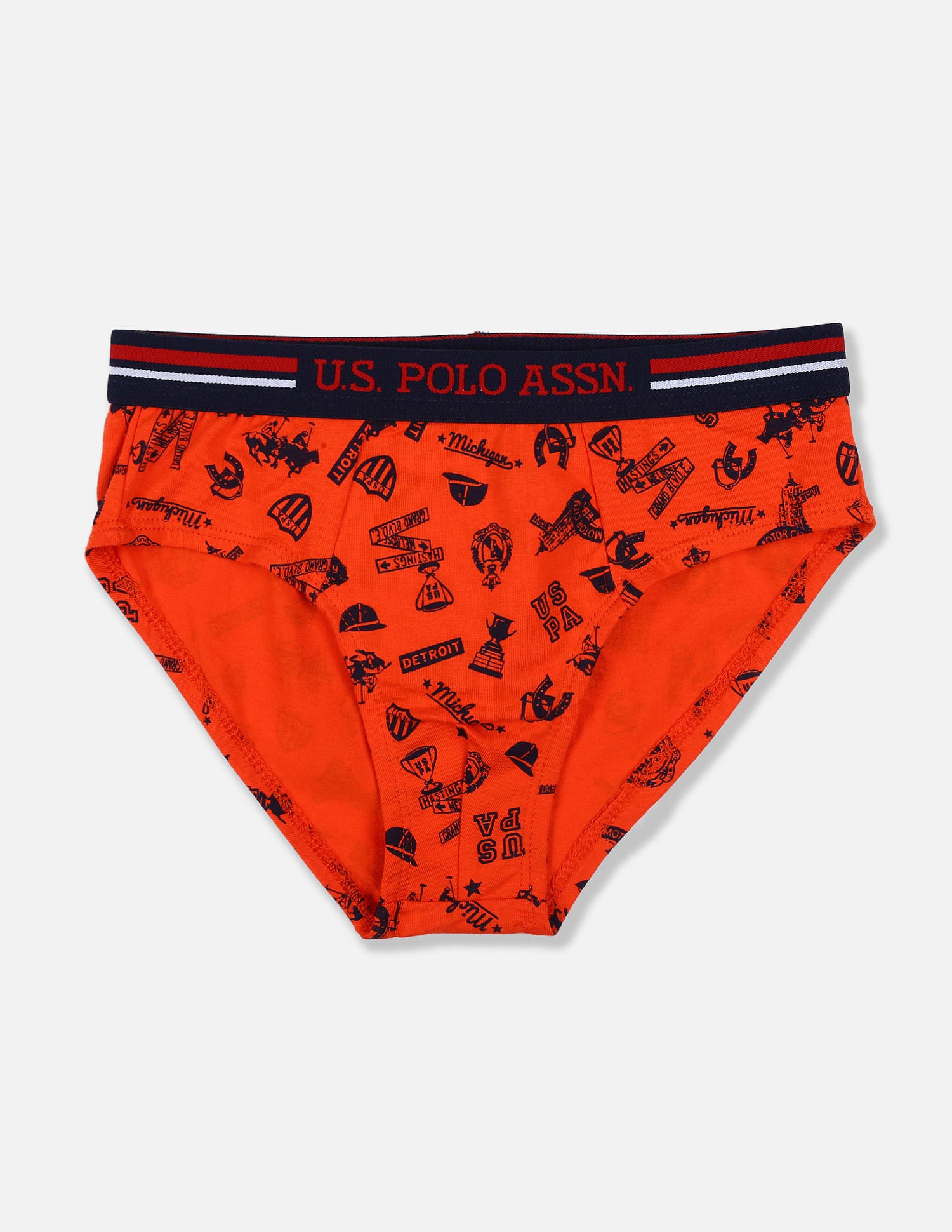 Mid Rise Cotton Spandex IKBB Briefs - Pack Of 3 Lime, Green and Orange - U.S. POLO ASSN. | Large