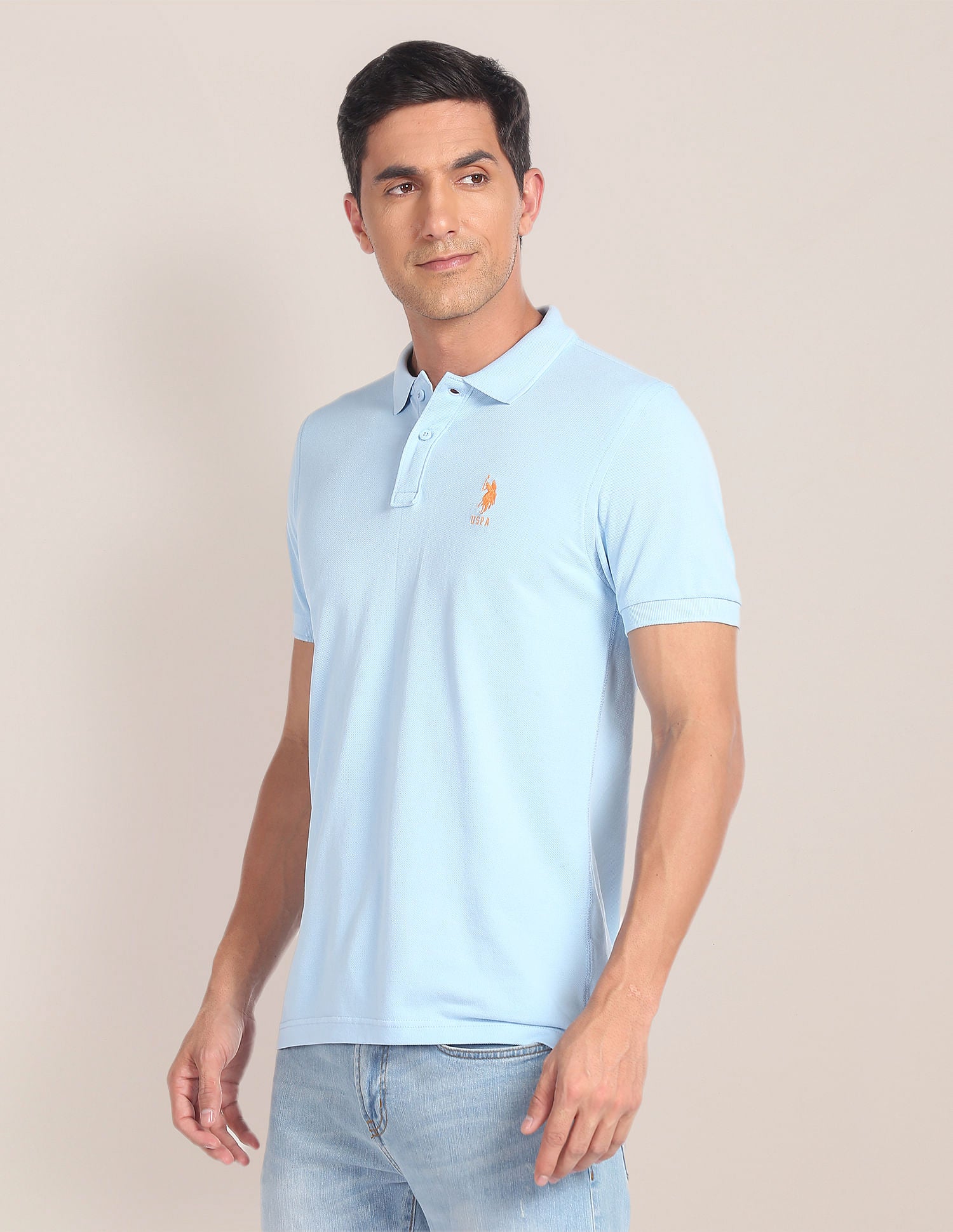 Solid Pique Polo Shirt Light Blue - U.S. POLO ASSN. | Large