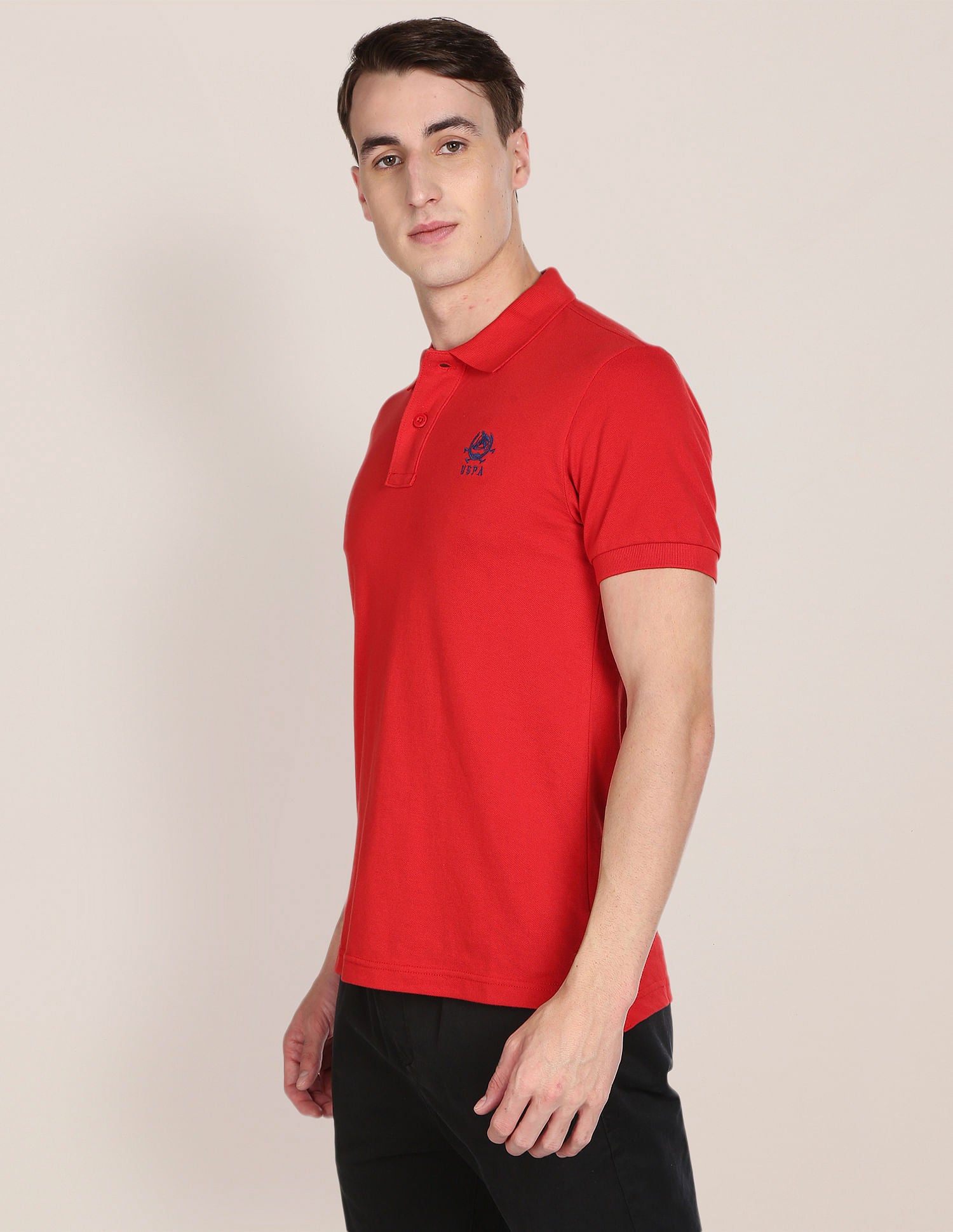 Solid Pique Knit Polo Shirt Red - U.S. Polo Assn. India | Large