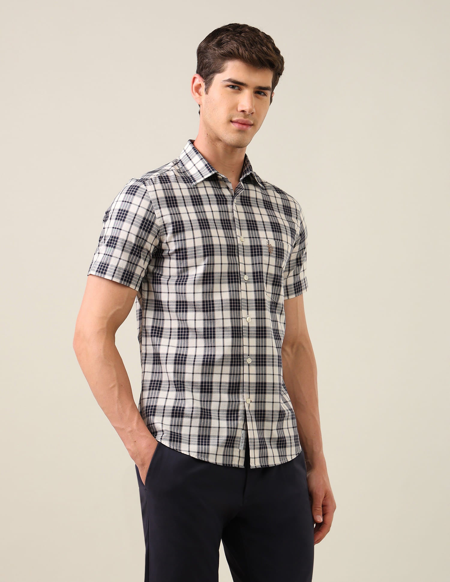 Twill Plaid Checked Shirt Blue - U.S. Polo Assn. India | Large