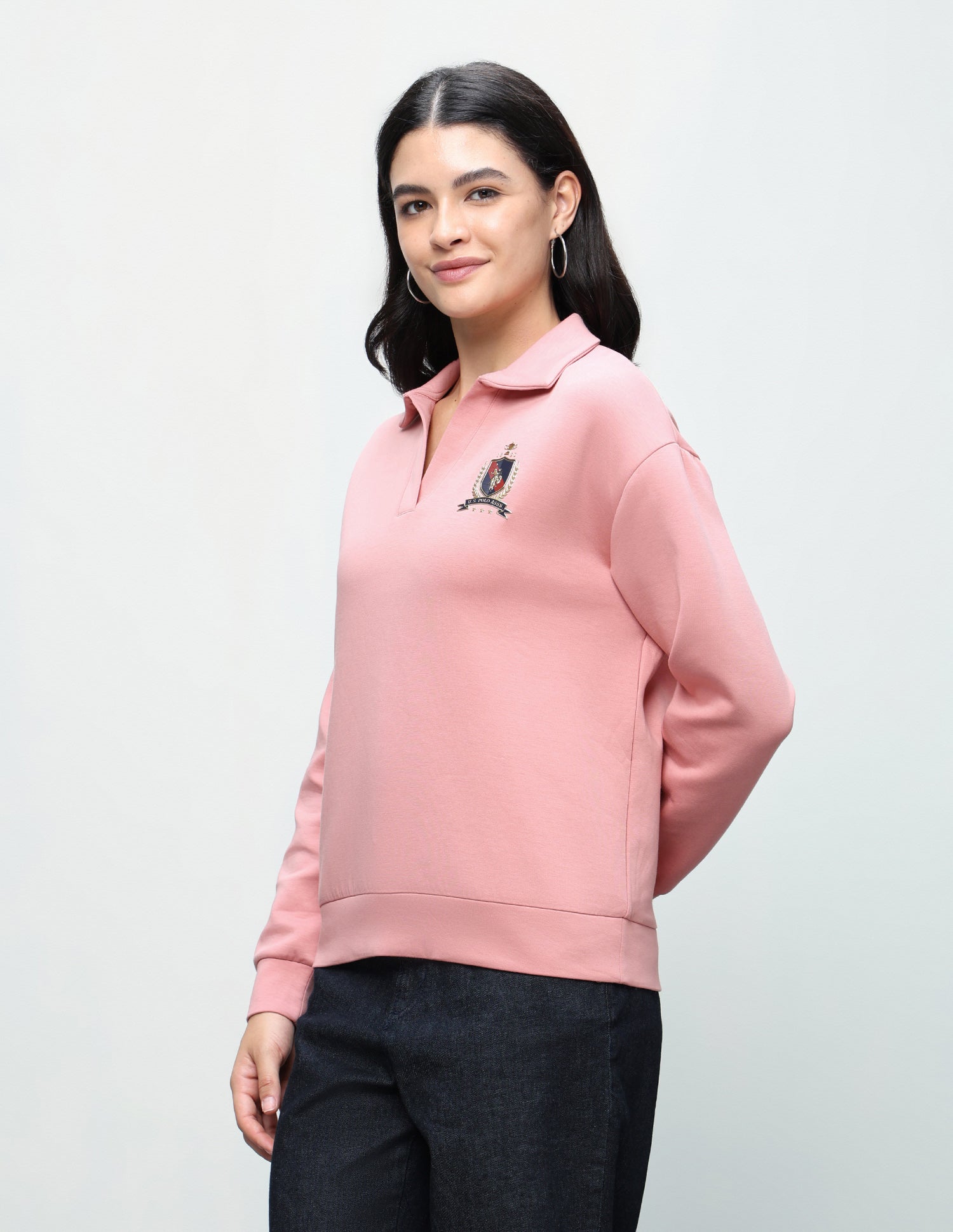 Solid Relaxed Fit Sweatshirt Pink - U.S. Polo Assn. India | Large