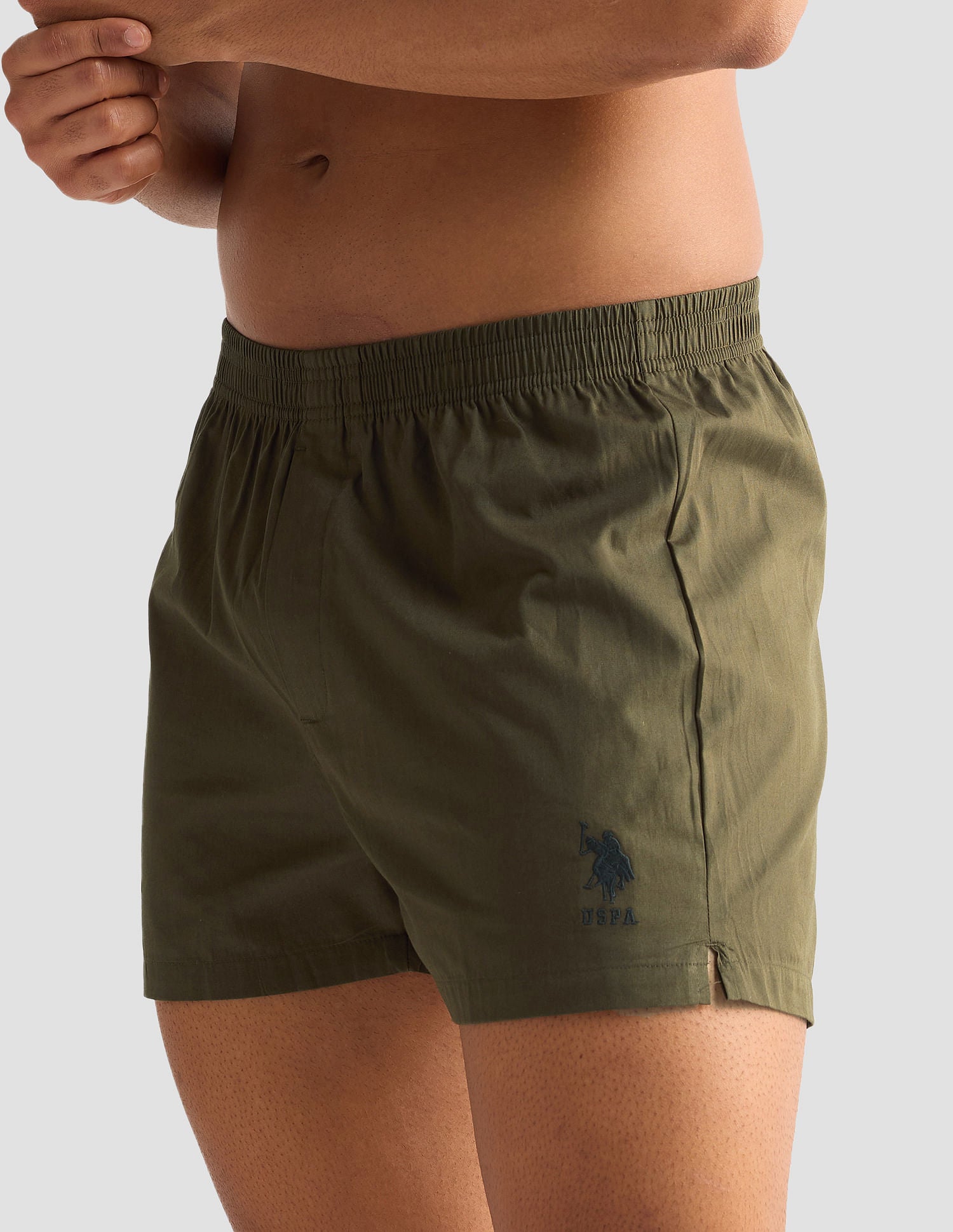 Pure Cotton OEX04 Boxer Shorts - Pack Of 1 Olive - U.S. POLO ASSN. | Large
