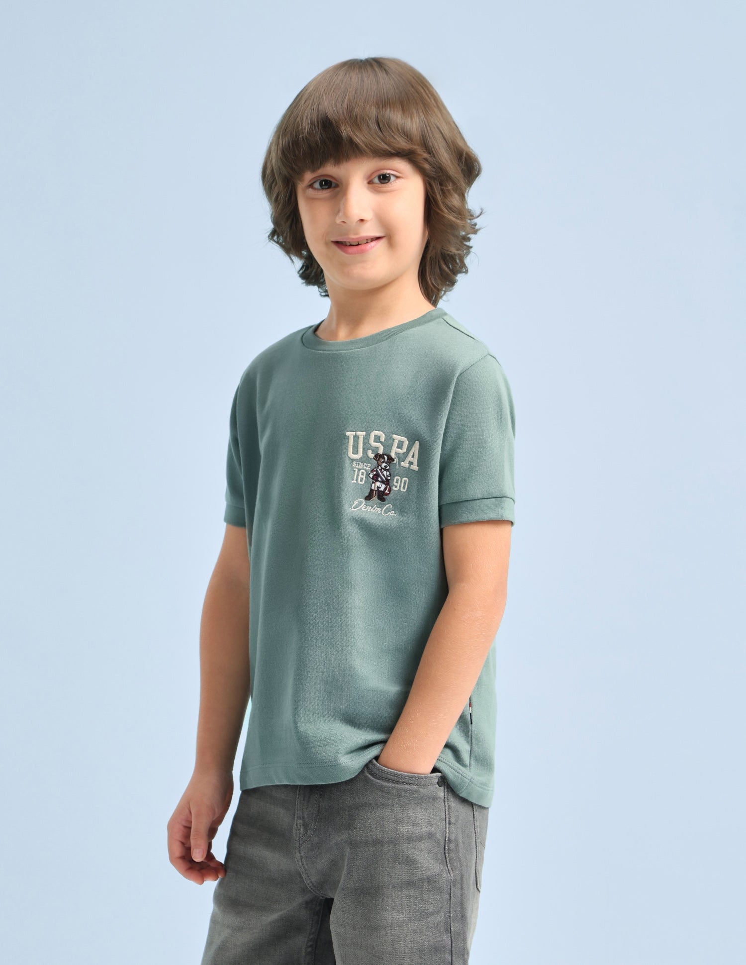 Solid Regular Fit T-Shirt Green - U.S. Polo Assn. India | Large