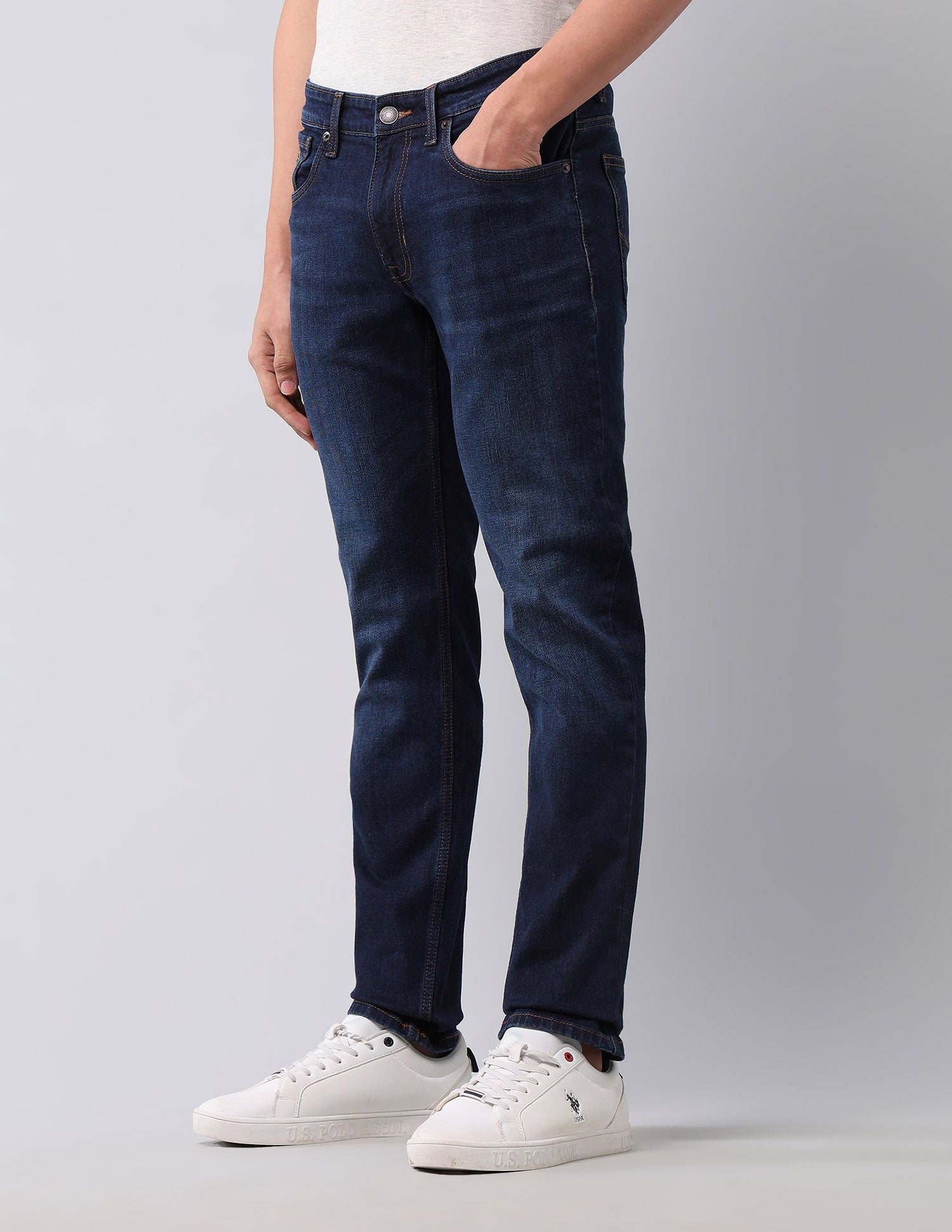 Brandon Slim Tapered Fit Blue Jeans Dark Blue - U.S. POLO ASSN. | Large