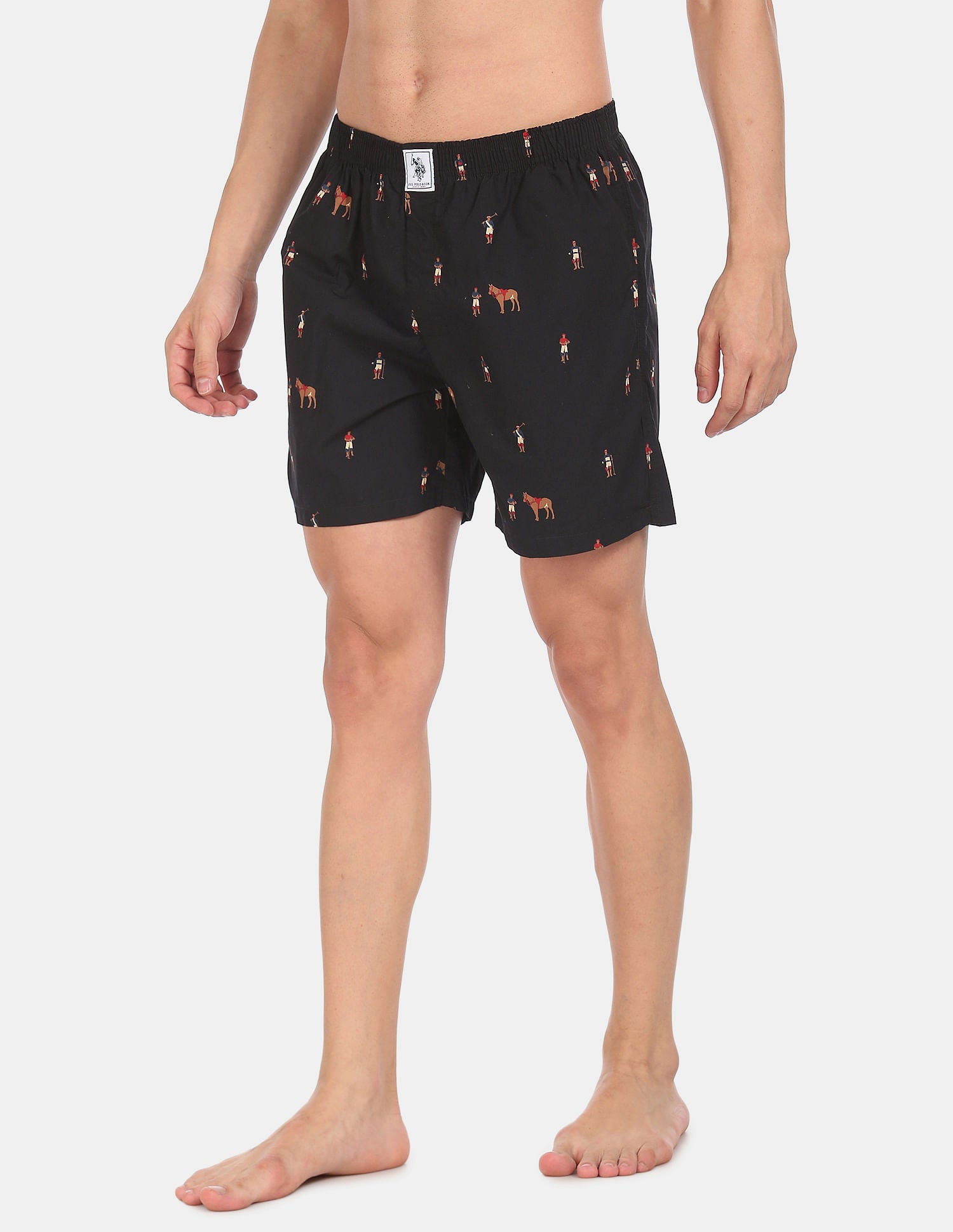 Signature Logo Pure Cotton I108 Boxers - Pack Of 1 Black - U.S. POLO ASSN. | Large