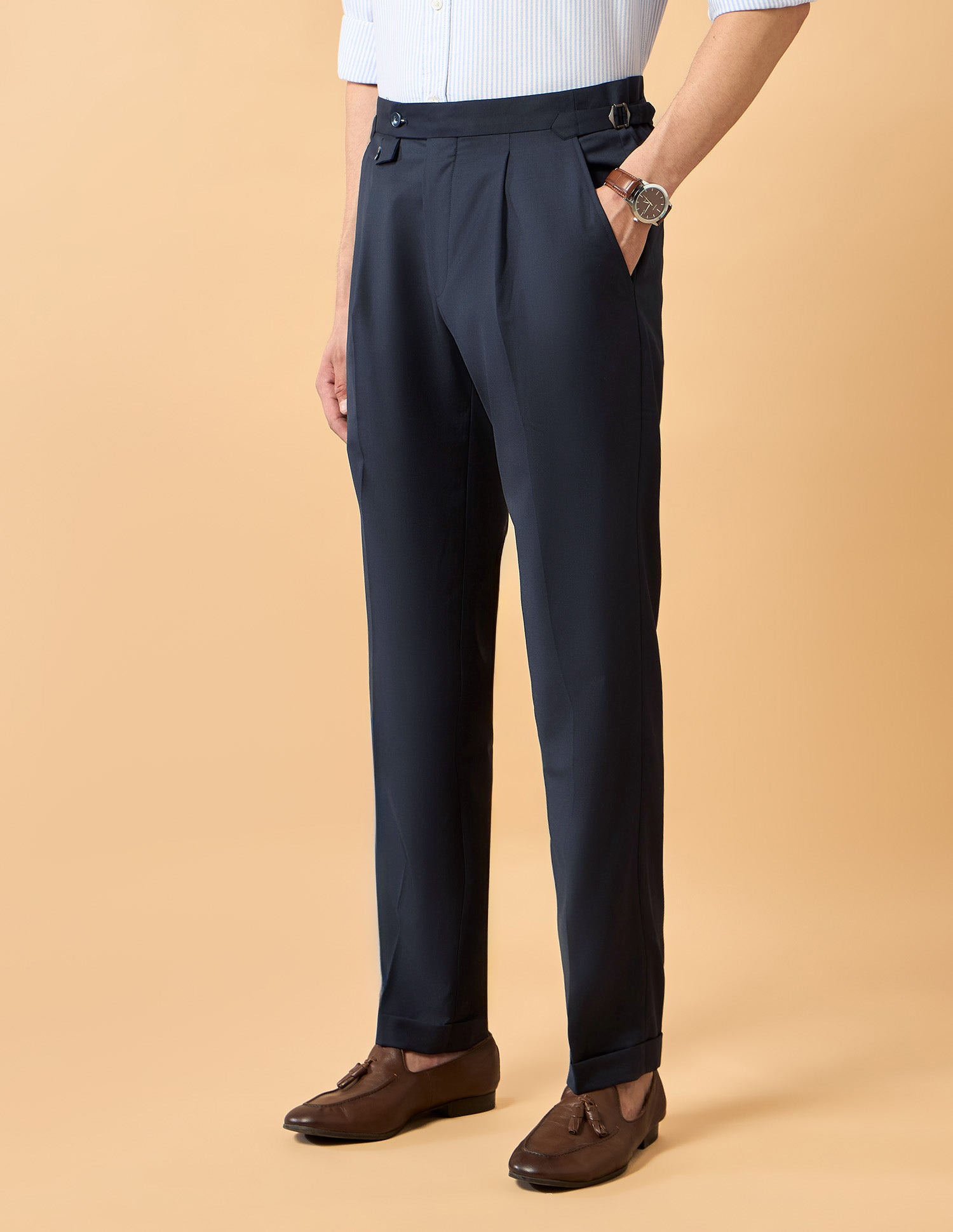 Pacho X Riley Straight Pleated Trousers Navy - U.S. POLO ASSN. | Large