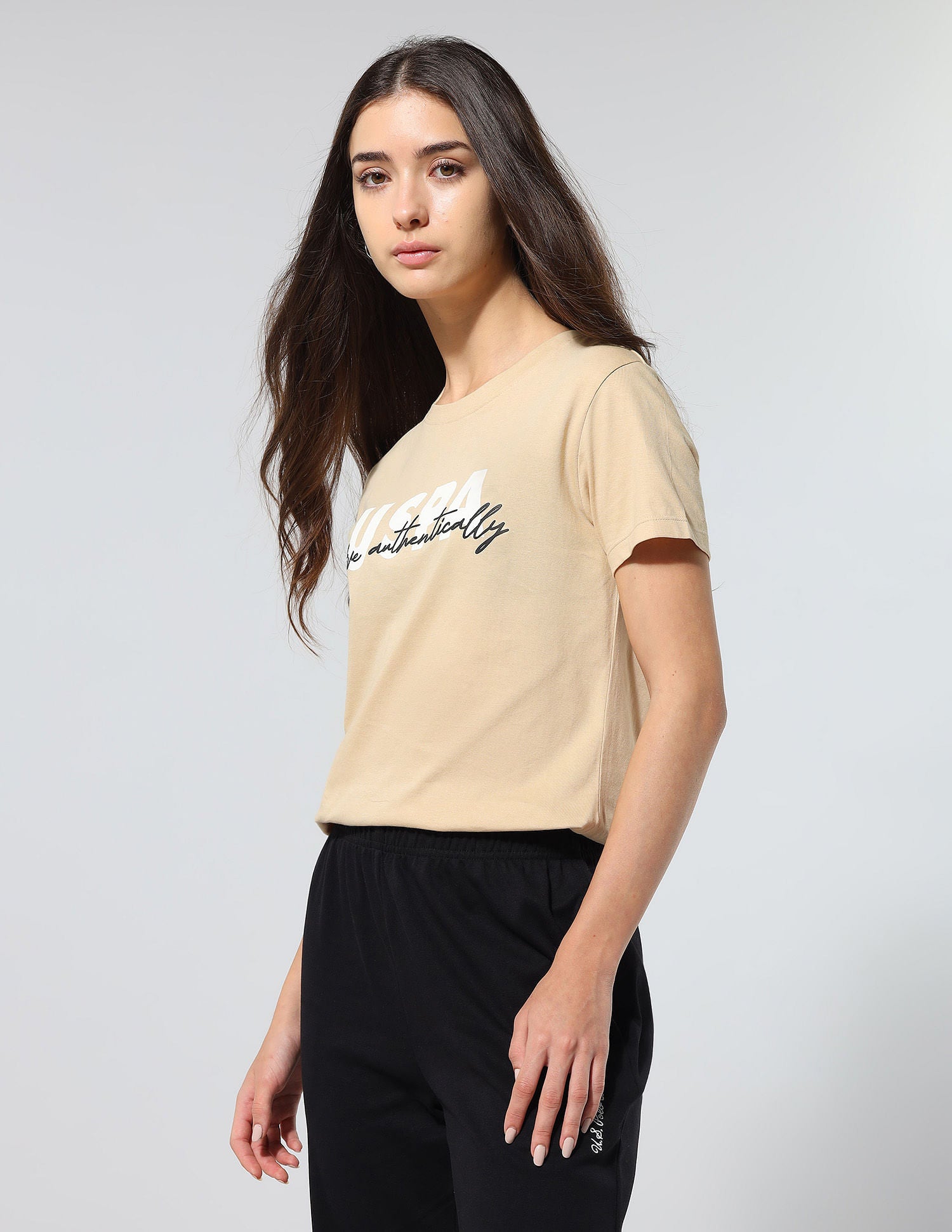 Regular Fit Brand Printed Lounge T-Shirt Beige - U.S. POLO ASSN. | Large