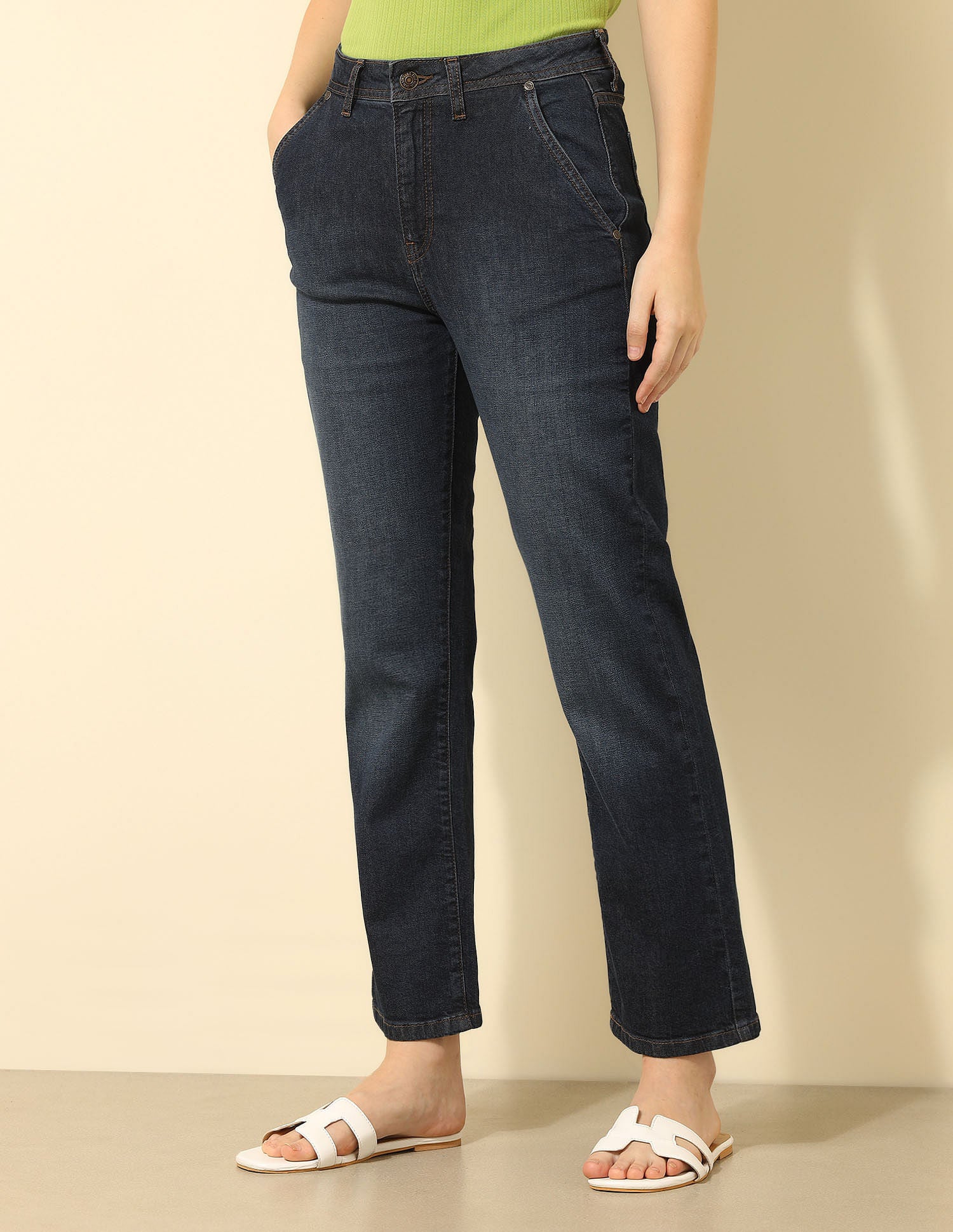 High Rise Straight Fit Jeans Dark Blue - U.S. POLO ASSN. | Large