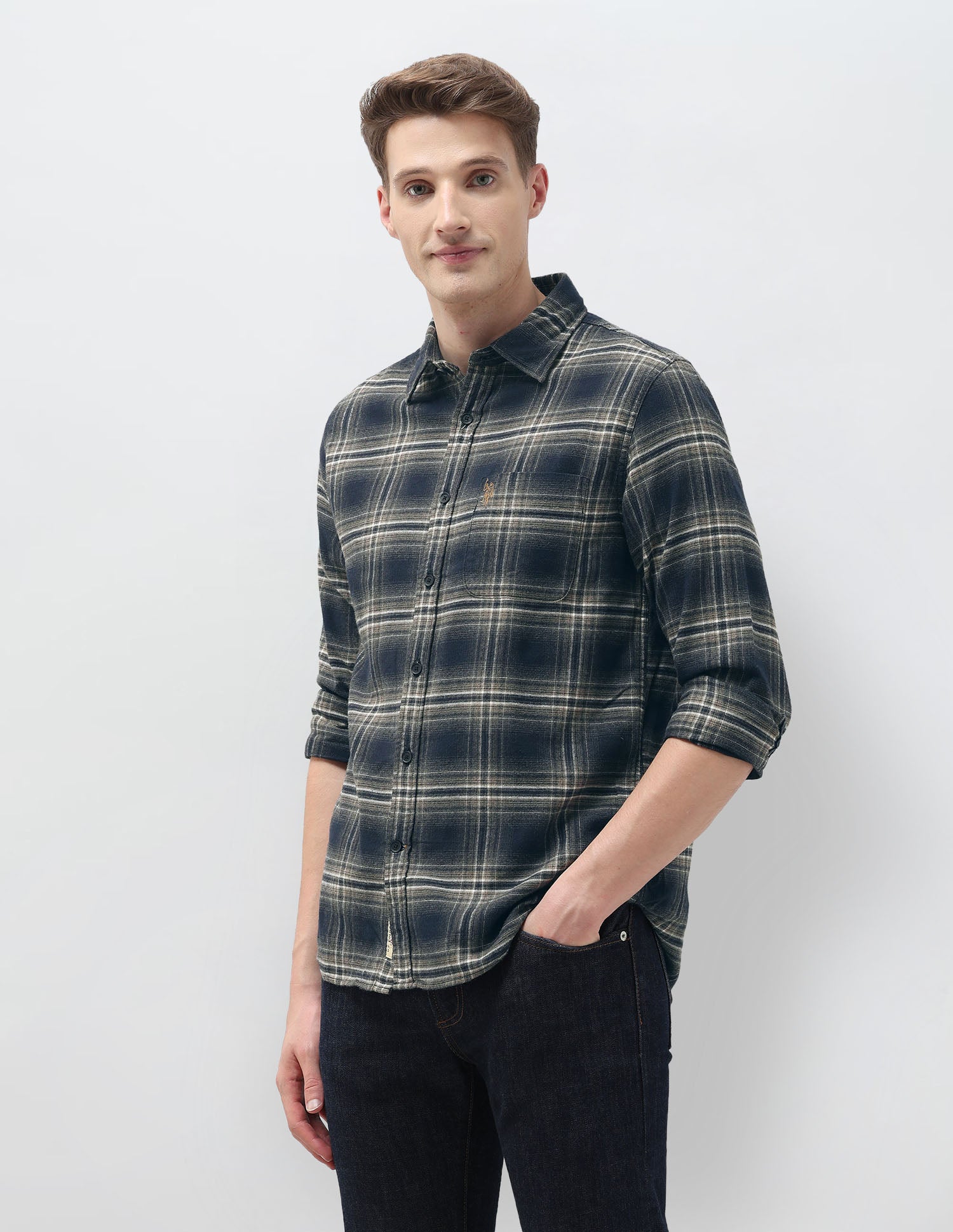 Tartan Checked Regular Fit Shirt Navy - U.S. Polo Assn. India | Large