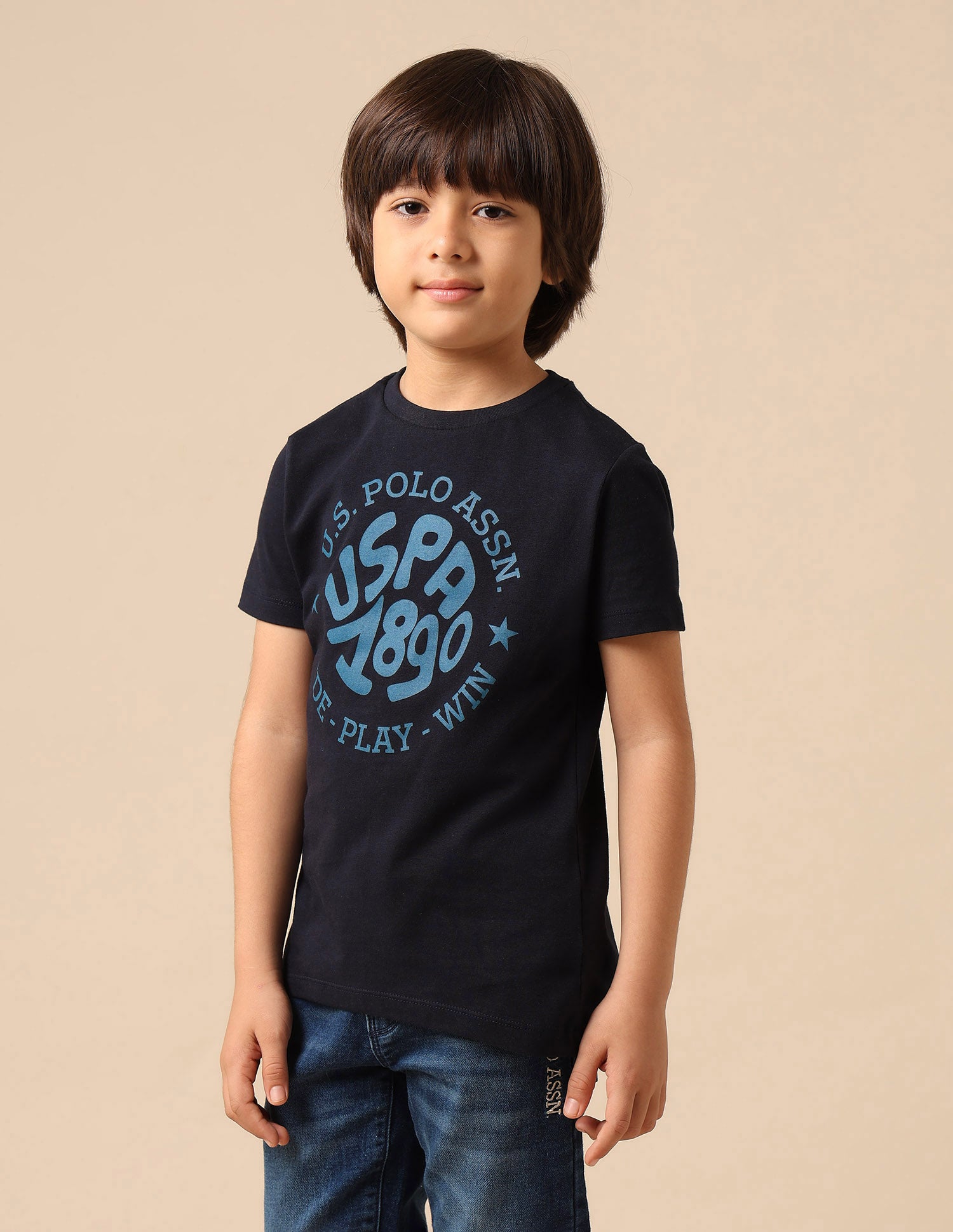 Boys Brand Printed Regular Fit T Shirt Navy - U.S. POLO ASSN. | Large