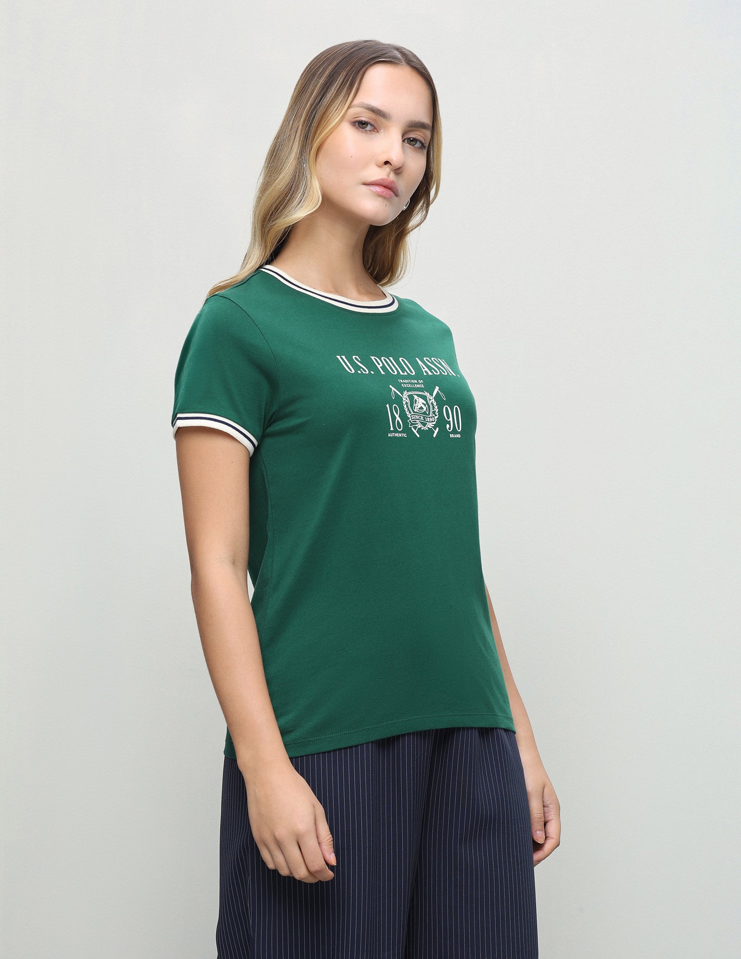 Graphic Brand Printed Regular Fit T-Shirt Dark Green - U.S. Polo Assn. India | Large