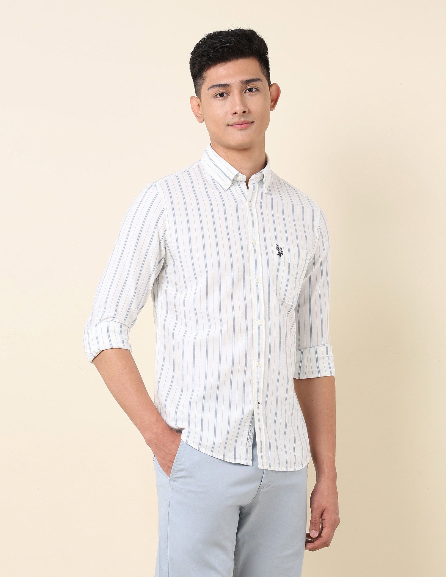 Vertical Striped Oxford Button-Down Shirt White - U.S. Polo Assn. India | Large