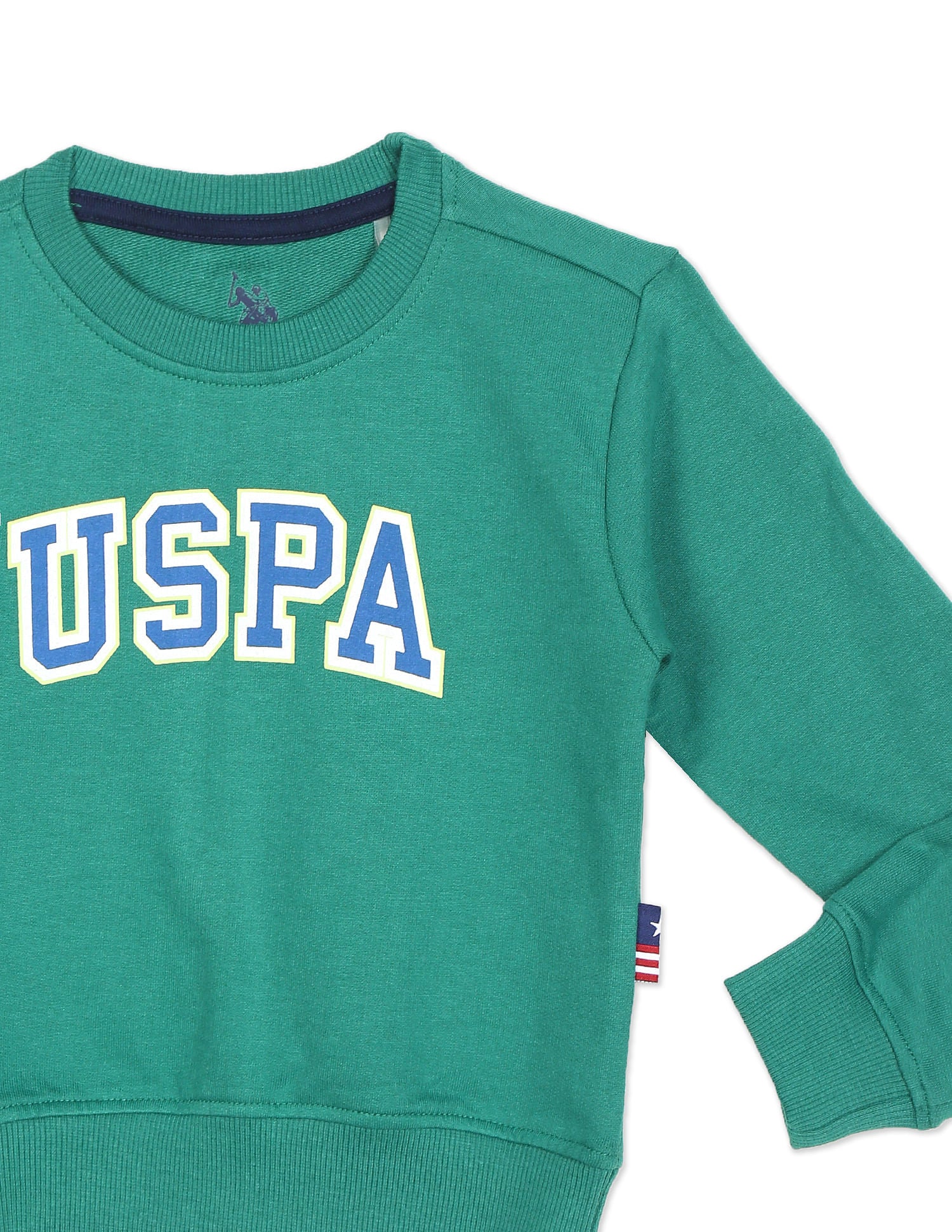 Crew Neck Brand Print Sweatshirt Teal - U.S. POLO ASSN. | Large
